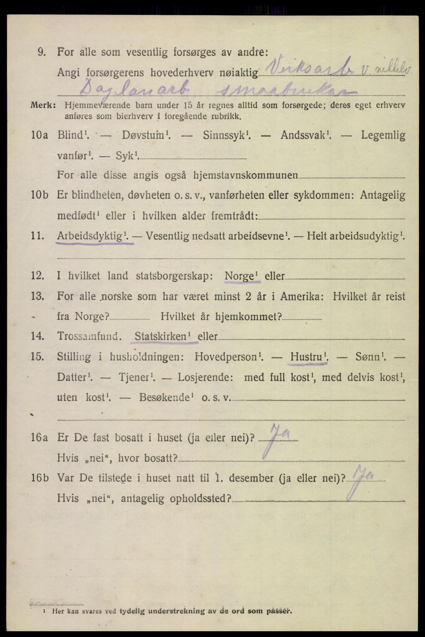 SAK, Folketelling 1920 for 0936 Hornnes herred, 1920, s. 912