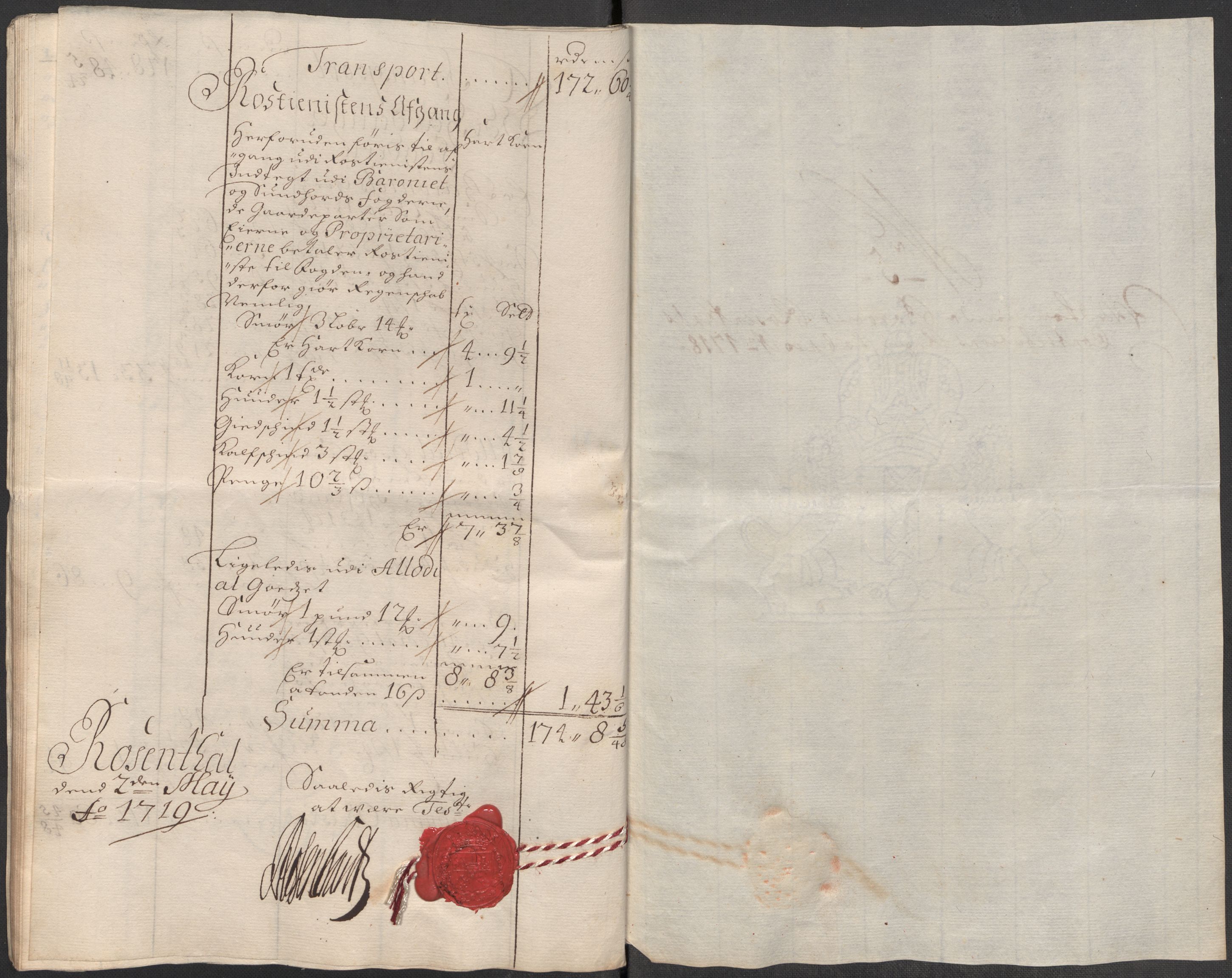 Rentekammeret inntil 1814, Reviderte regnskaper, Fogderegnskap, AV/RA-EA-4092/R49/L3140: Fogderegnskap Rosendal Baroni, 1718-1720, s. 48