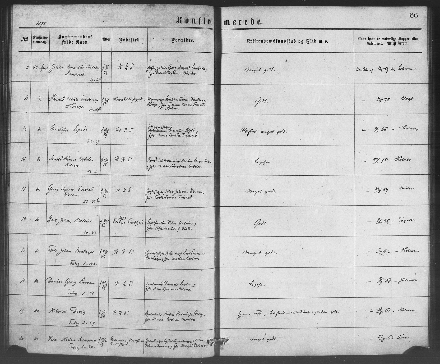Korskirken sokneprestembete, SAB/A-76101/H/Haa/L0070: Residerende kapellans bok nr. A 5, 1869-1885, s. 66