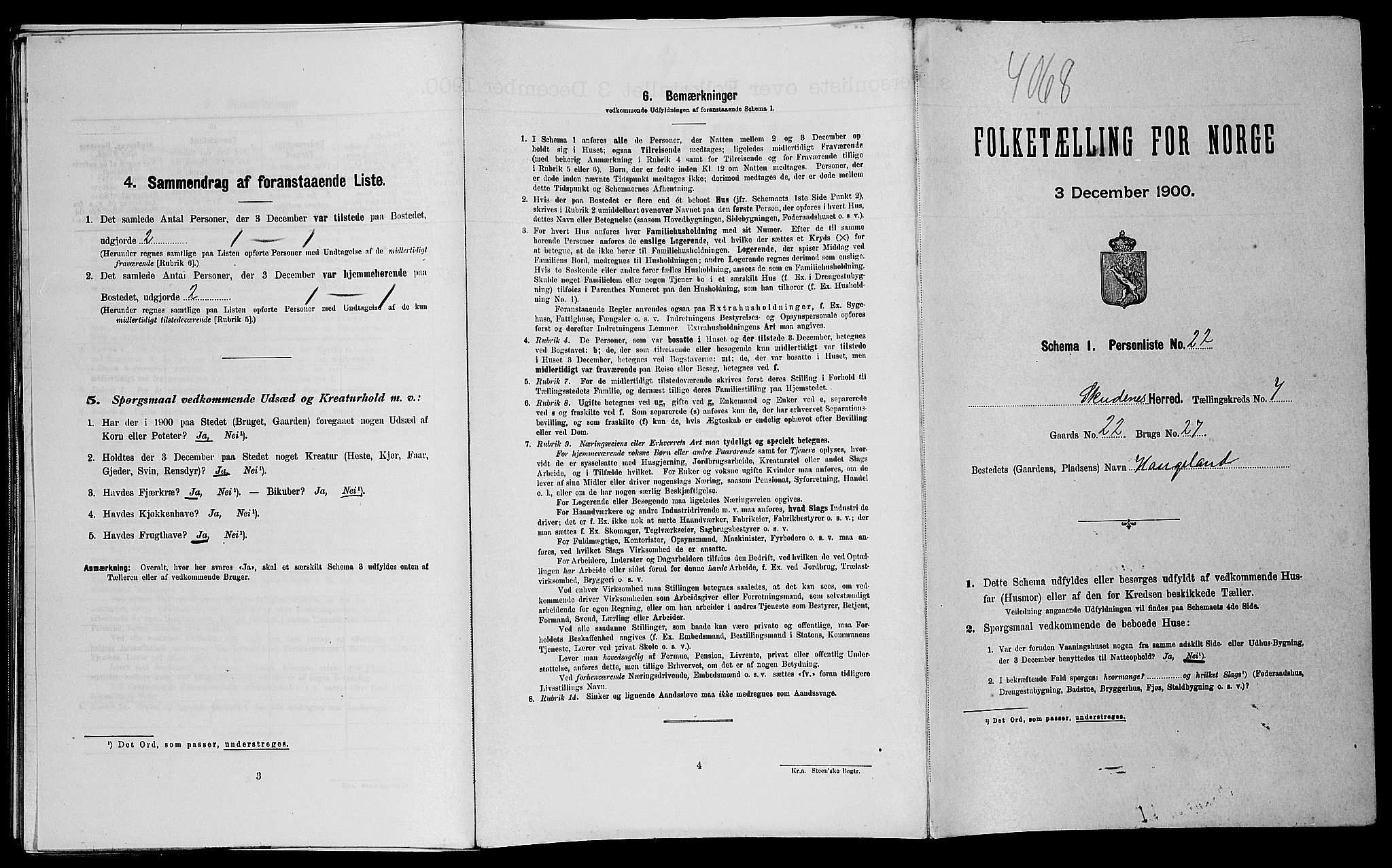SAST, Folketelling 1900 for 1150 Skudenes herred, 1900, s. 989