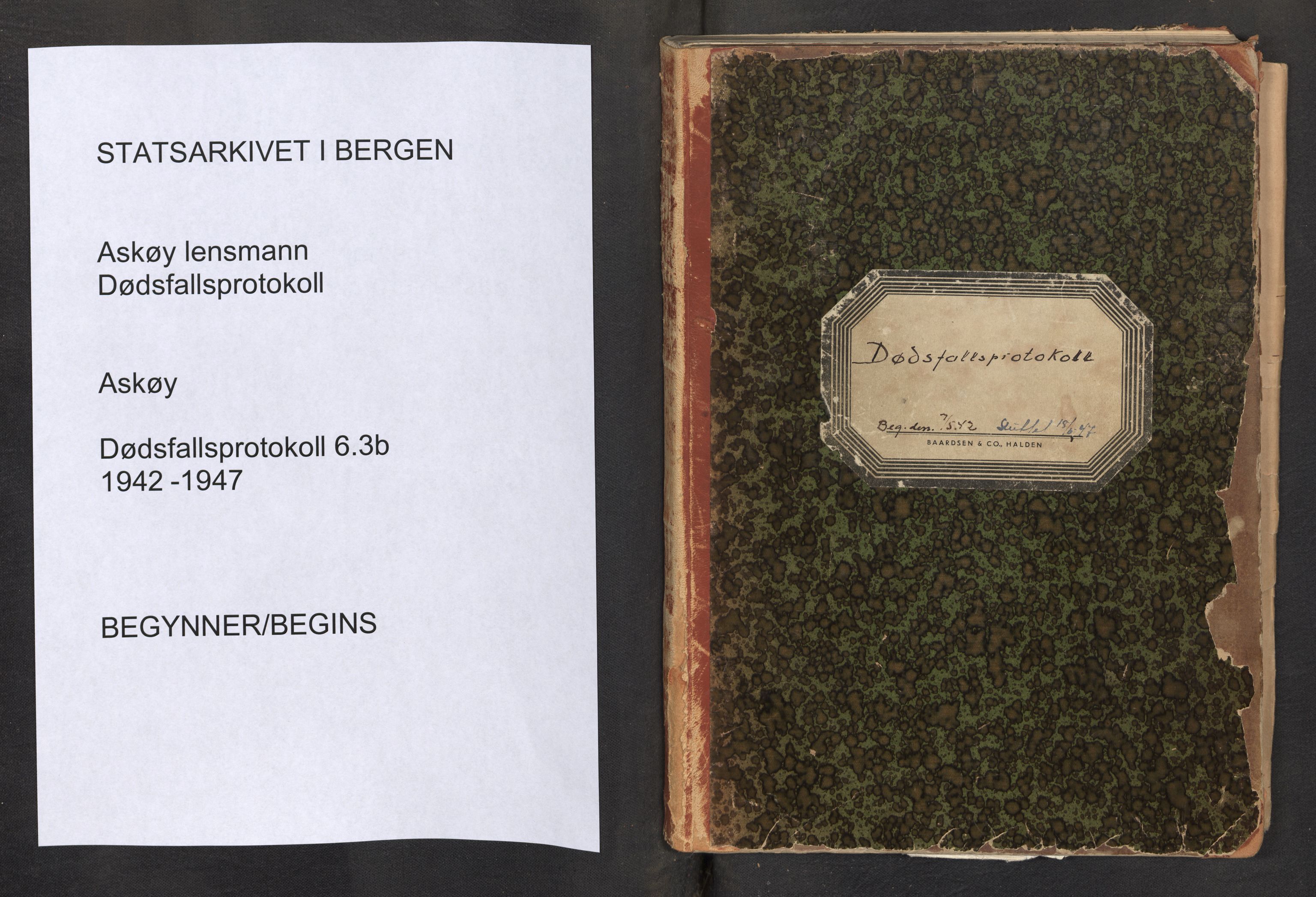 Lensmannen i Askøy, AV/SAB-A-31001/0006/L0005: Dødsfallprotokoll med register , 1942-1947