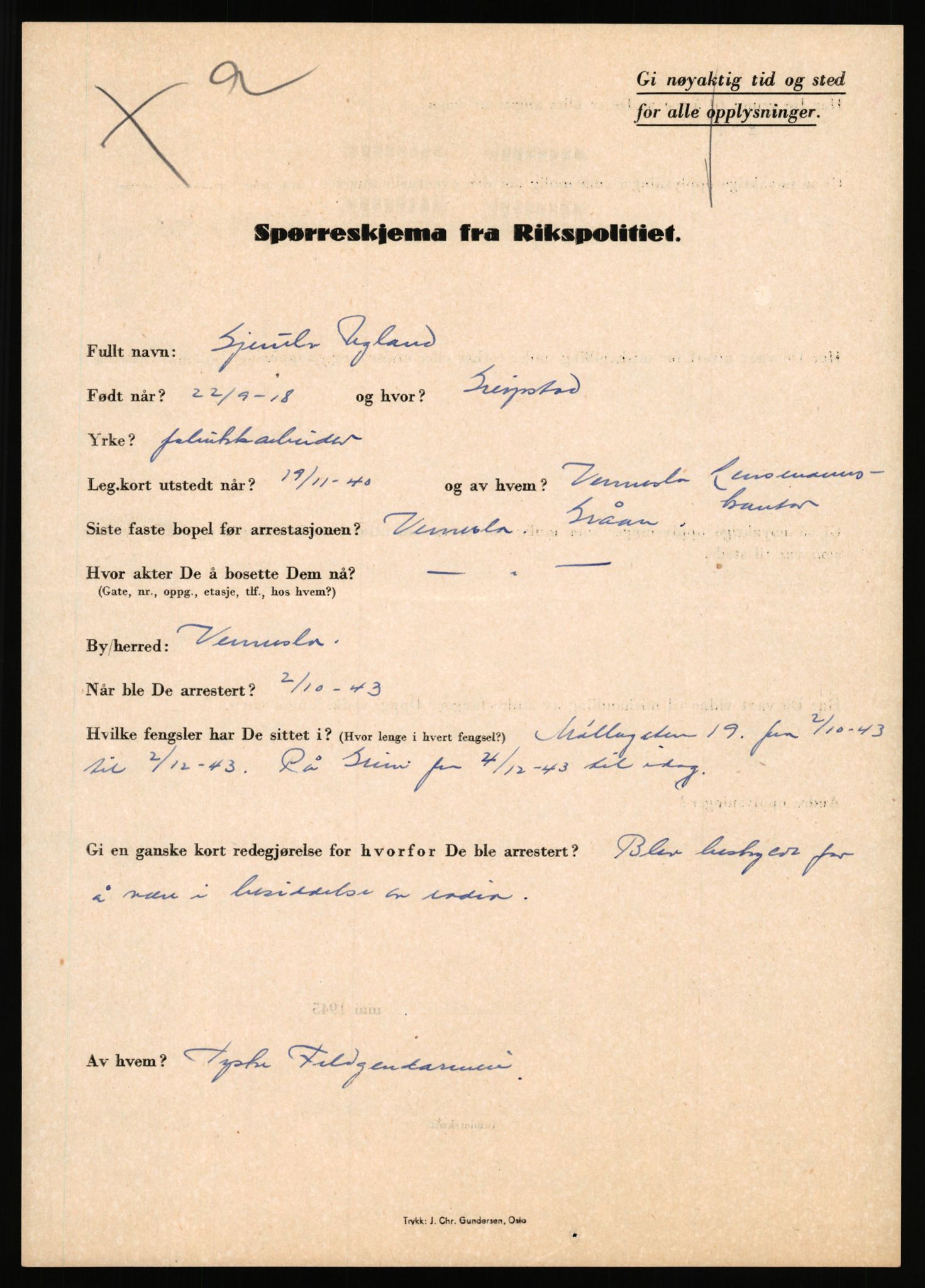 Rikspolitisjefen, AV/RA-S-1560/L/L0017: Tidemann, Hermann G. - Veum, Tjostolv, 1940-1945, s. 696