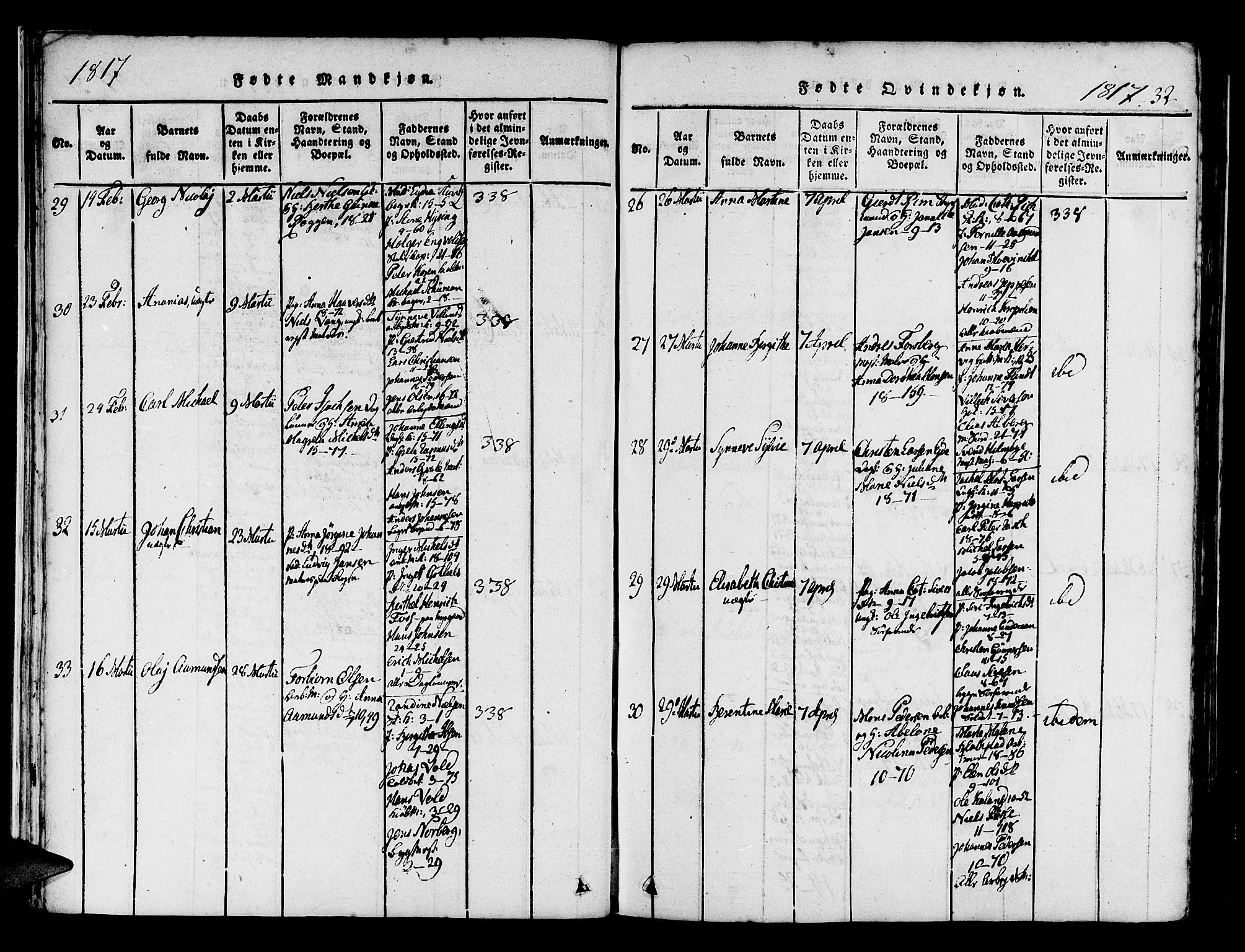 Domkirken sokneprestembete, AV/SAB-A-74801/H/Haa/L0010: Ministerialbok nr. A 10, 1816-1821, s. 32