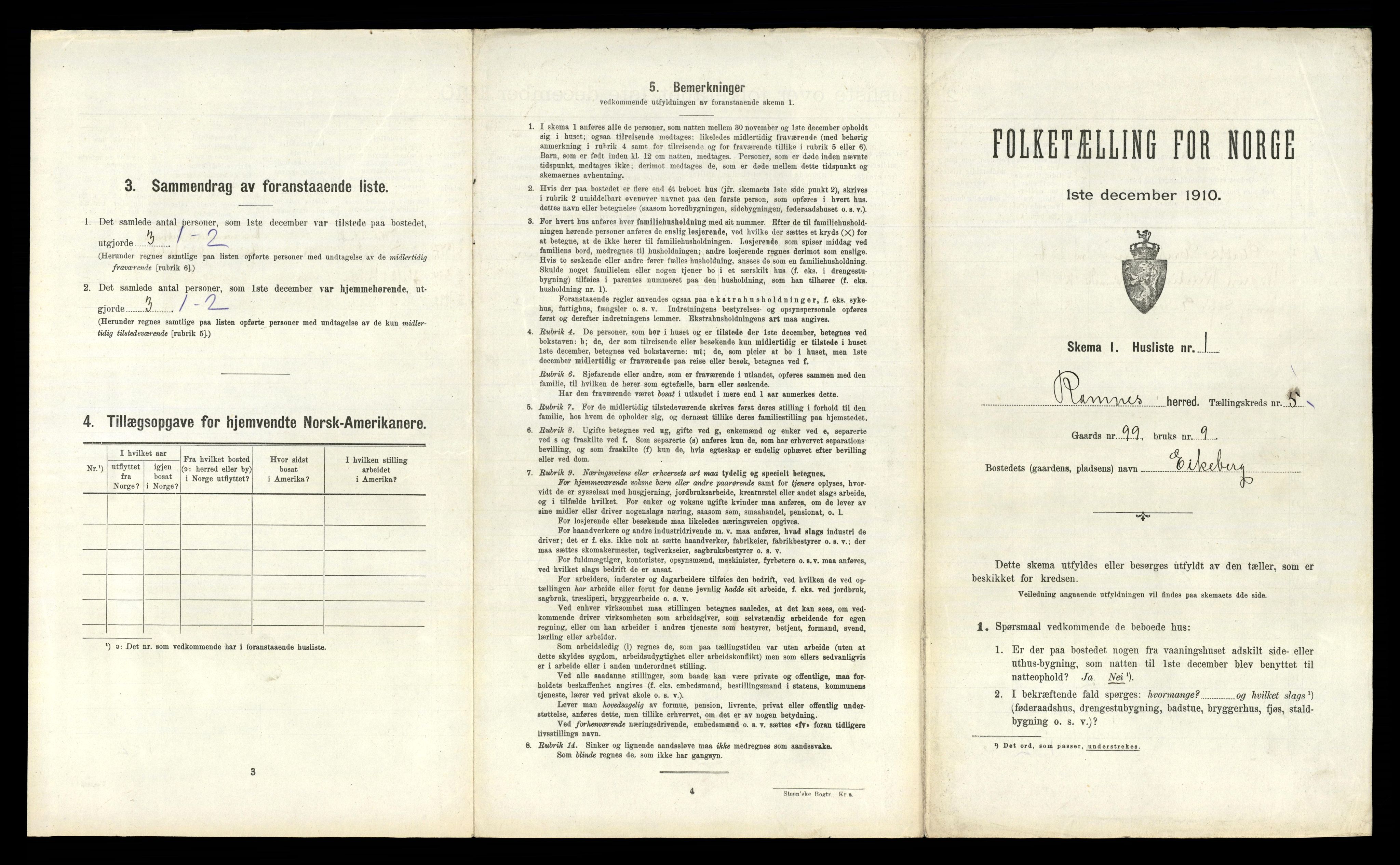 RA, Folketelling 1910 for 0718 Ramnes herred, 1910, s. 718