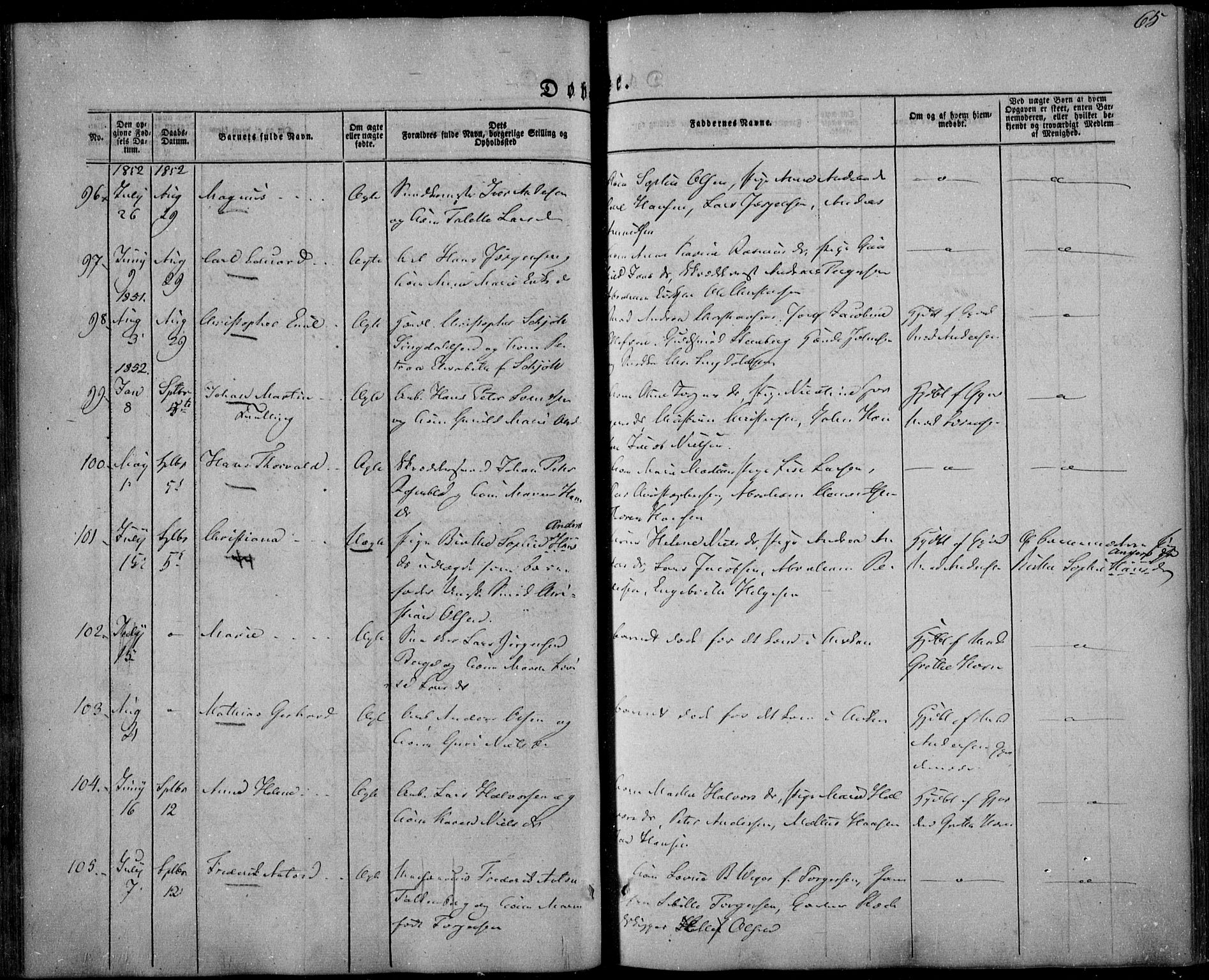 Larvik kirkebøker, AV/SAKO-A-352/F/Fa/L0003: Ministerialbok nr. I 3, 1848-1856, s. 65