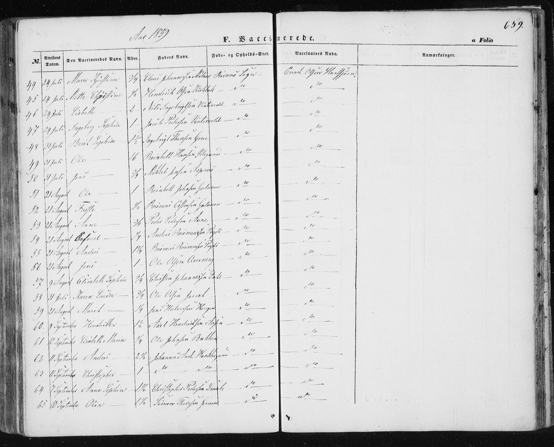 Ministerialprotokoller, klokkerbøker og fødselsregistre - Sør-Trøndelag, SAT/A-1456/681/L0931: Ministerialbok nr. 681A09, 1845-1859, s. 659