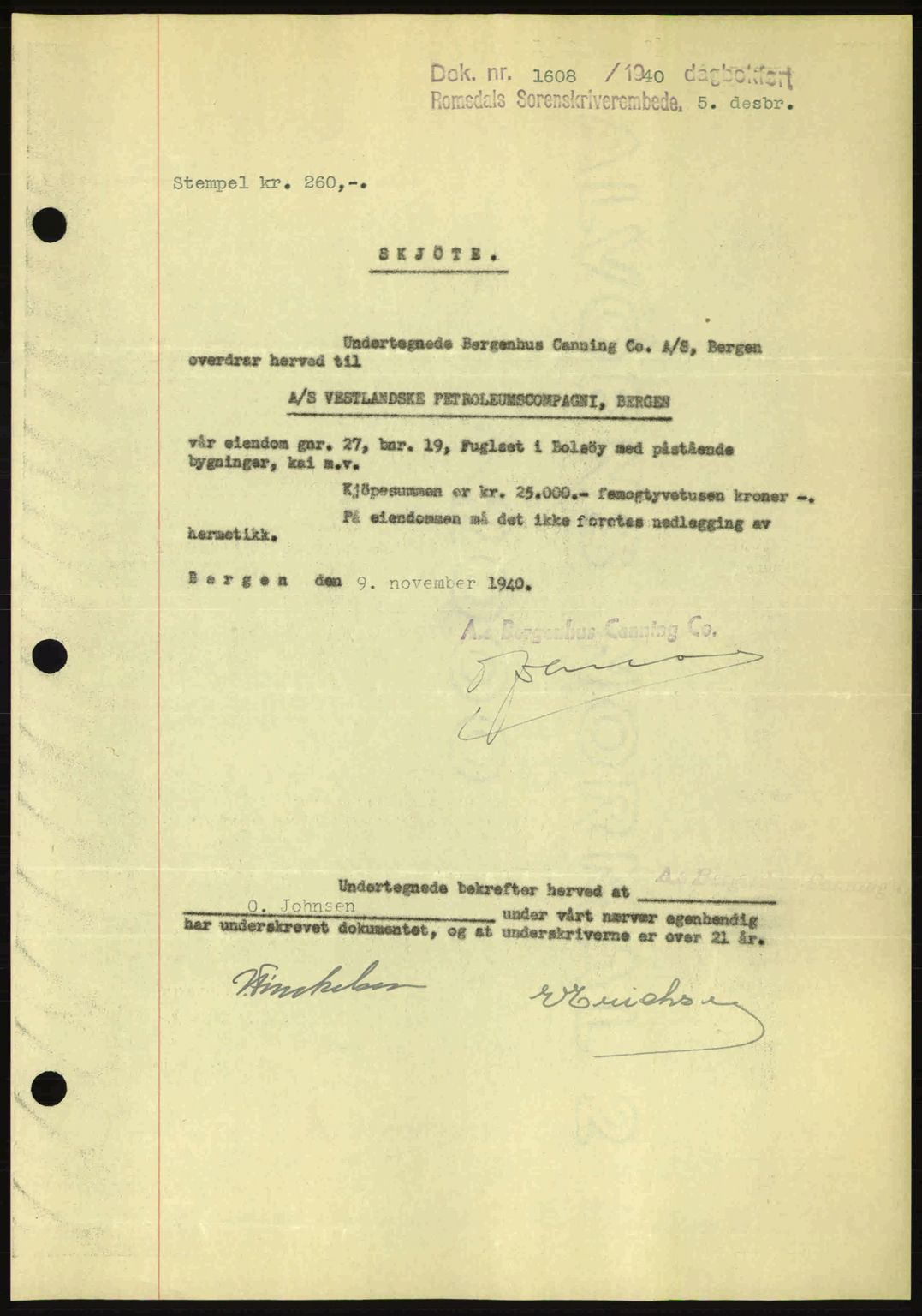 Romsdal sorenskriveri, SAT/A-4149/1/2/2C: Pantebok nr. A9, 1940-1941, Dagboknr: 1608/1940