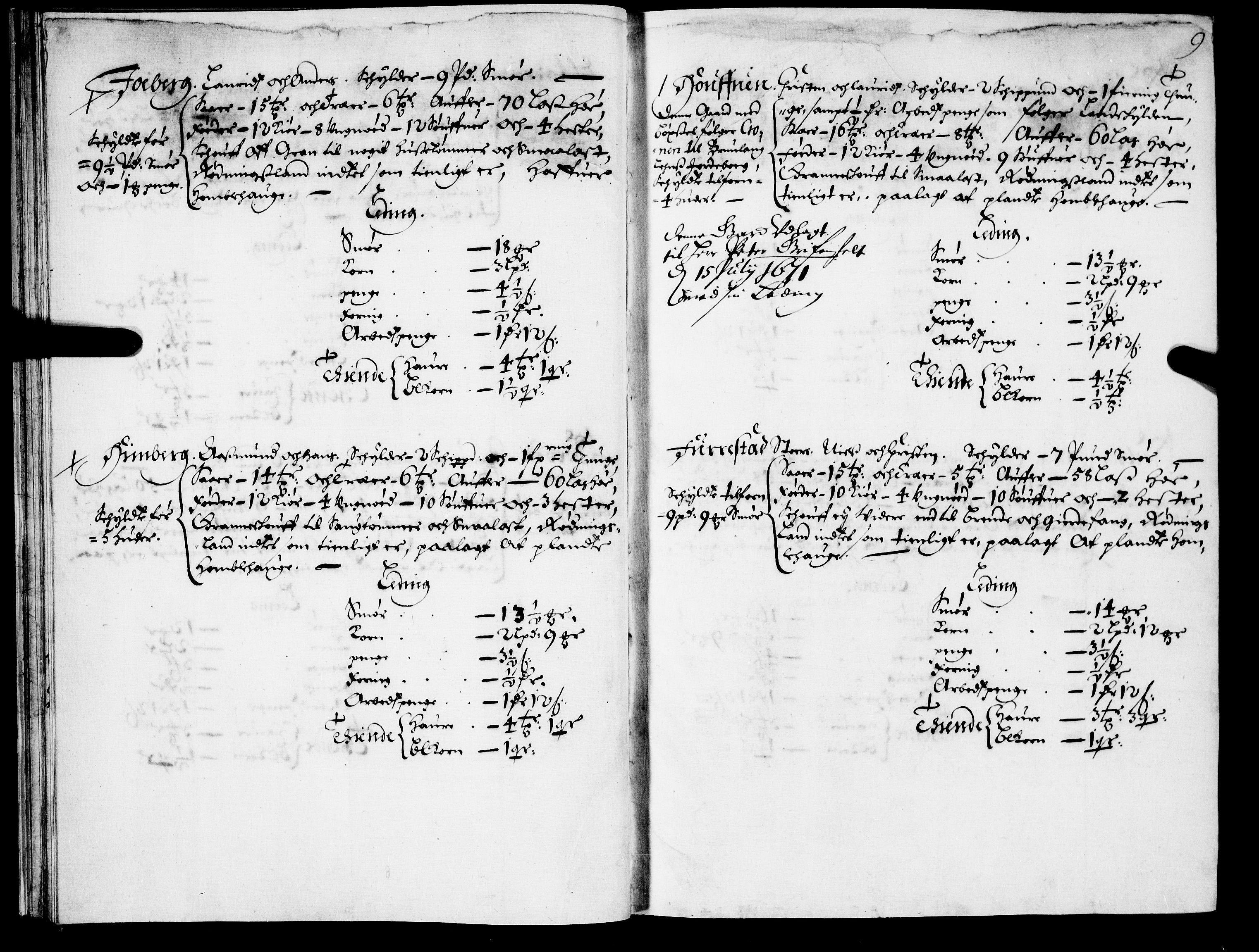 Rentekammeret inntil 1814, Realistisk ordnet avdeling, AV/RA-EA-4070/N/Nb/Nba/L0021: Brunla len, 1667, s. 8b-9a