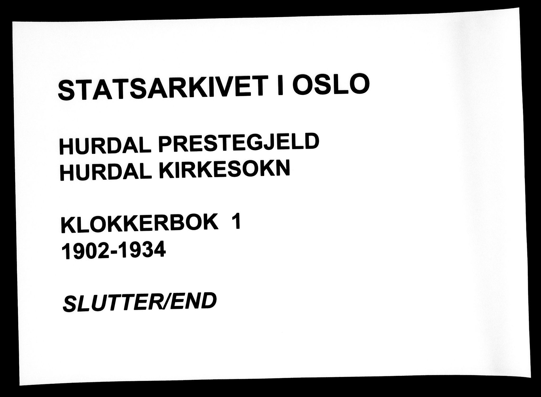 Hurdal prestekontor Kirkebøker, AV/SAO-A-10889/G/Ga/L0001: Klokkerbok nr. I 1, 1902-1934