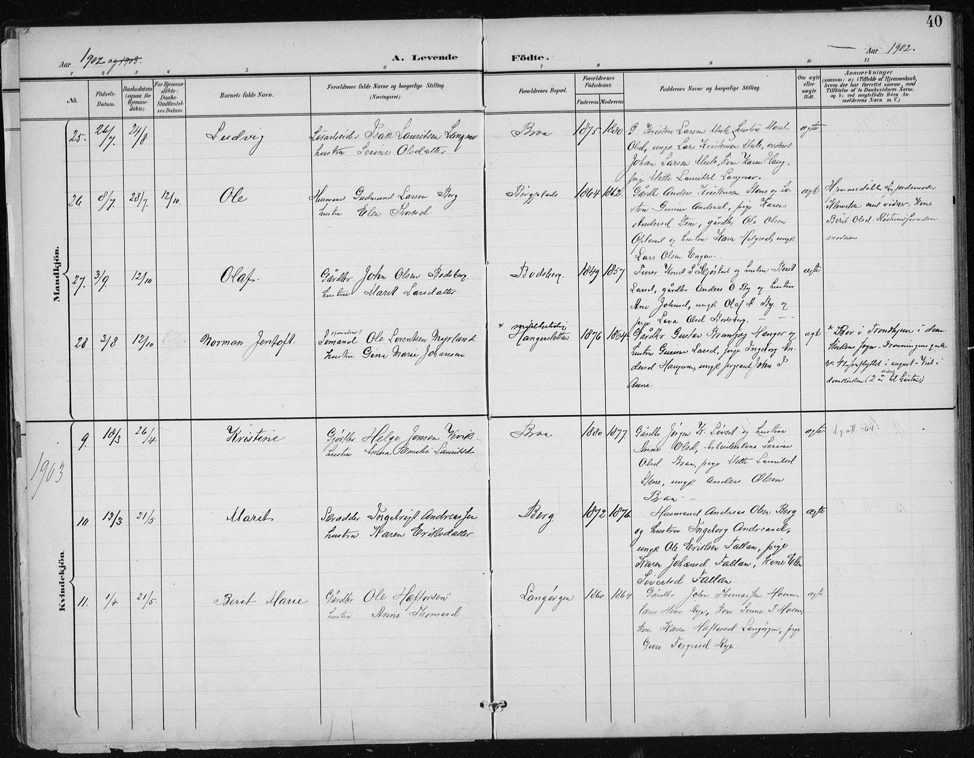 Ministerialprotokoller, klokkerbøker og fødselsregistre - Sør-Trøndelag, AV/SAT-A-1456/612/L0380: Ministerialbok nr. 612A12, 1898-1907, s. 40