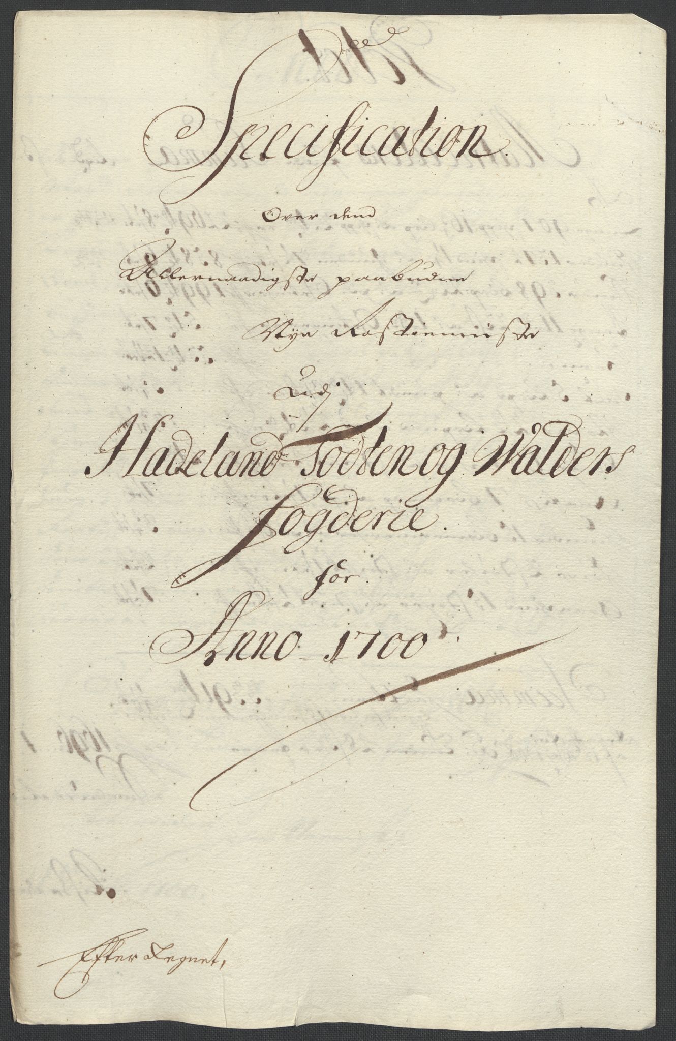 Rentekammeret inntil 1814, Reviderte regnskaper, Fogderegnskap, AV/RA-EA-4092/R18/L1298: Fogderegnskap Hadeland, Toten og Valdres, 1700, s. 301