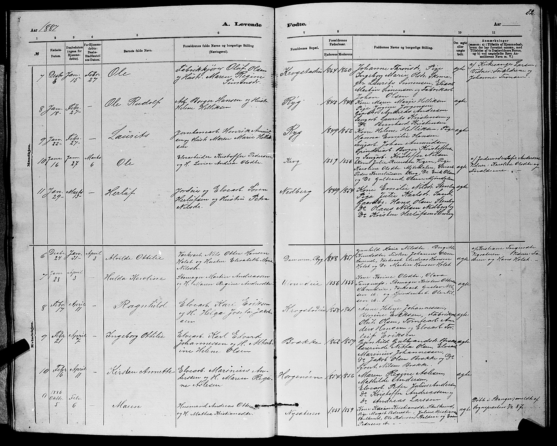 Nedre Eiker kirkebøker, AV/SAKO-A-612/G/Ga/L0002: Klokkerbok nr. 2, 1880-1896, s. 82