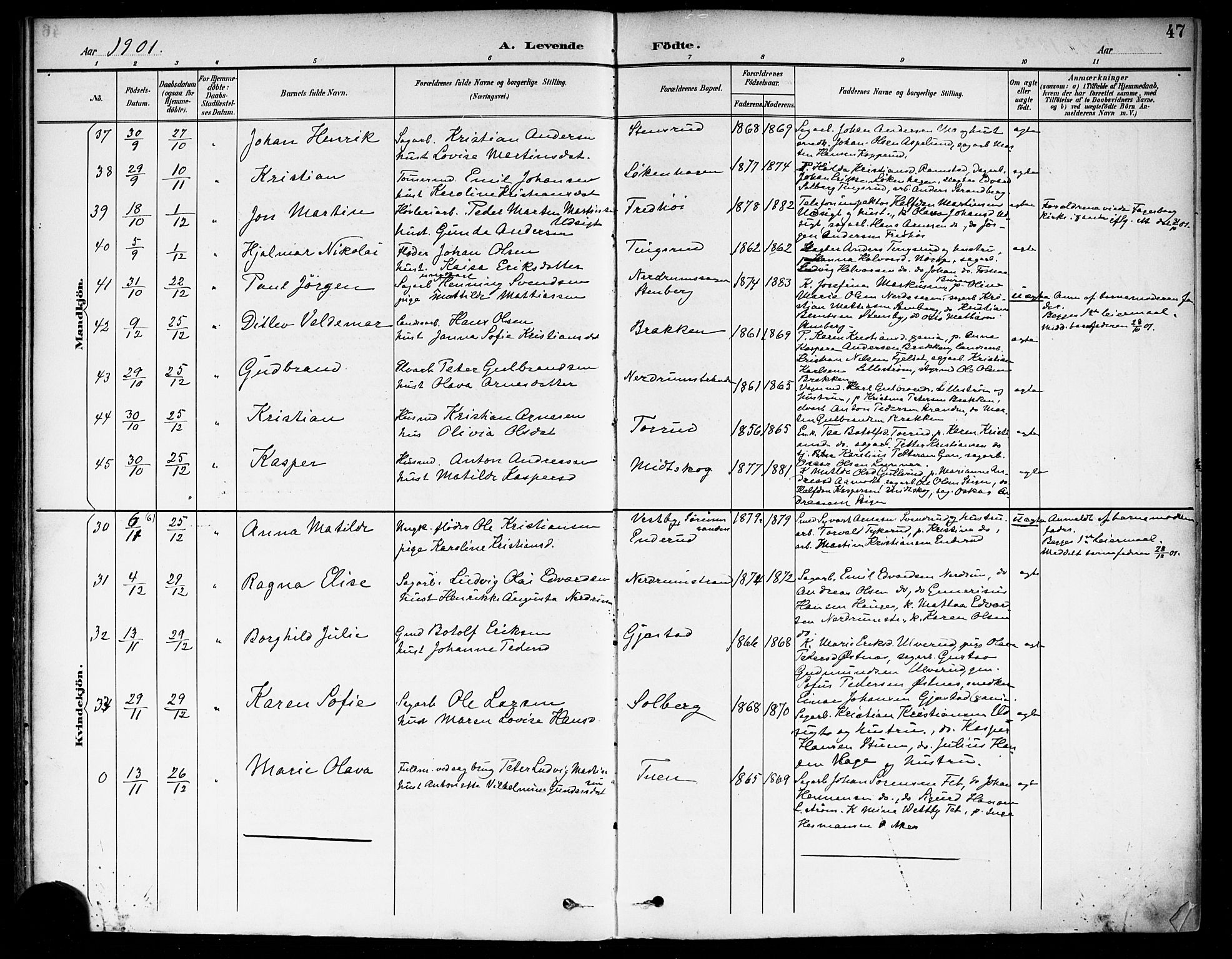 Fet prestekontor Kirkebøker, AV/SAO-A-10370a/F/Fa/L0015: Ministerialbok nr. I 15, 1892-1904, s. 47