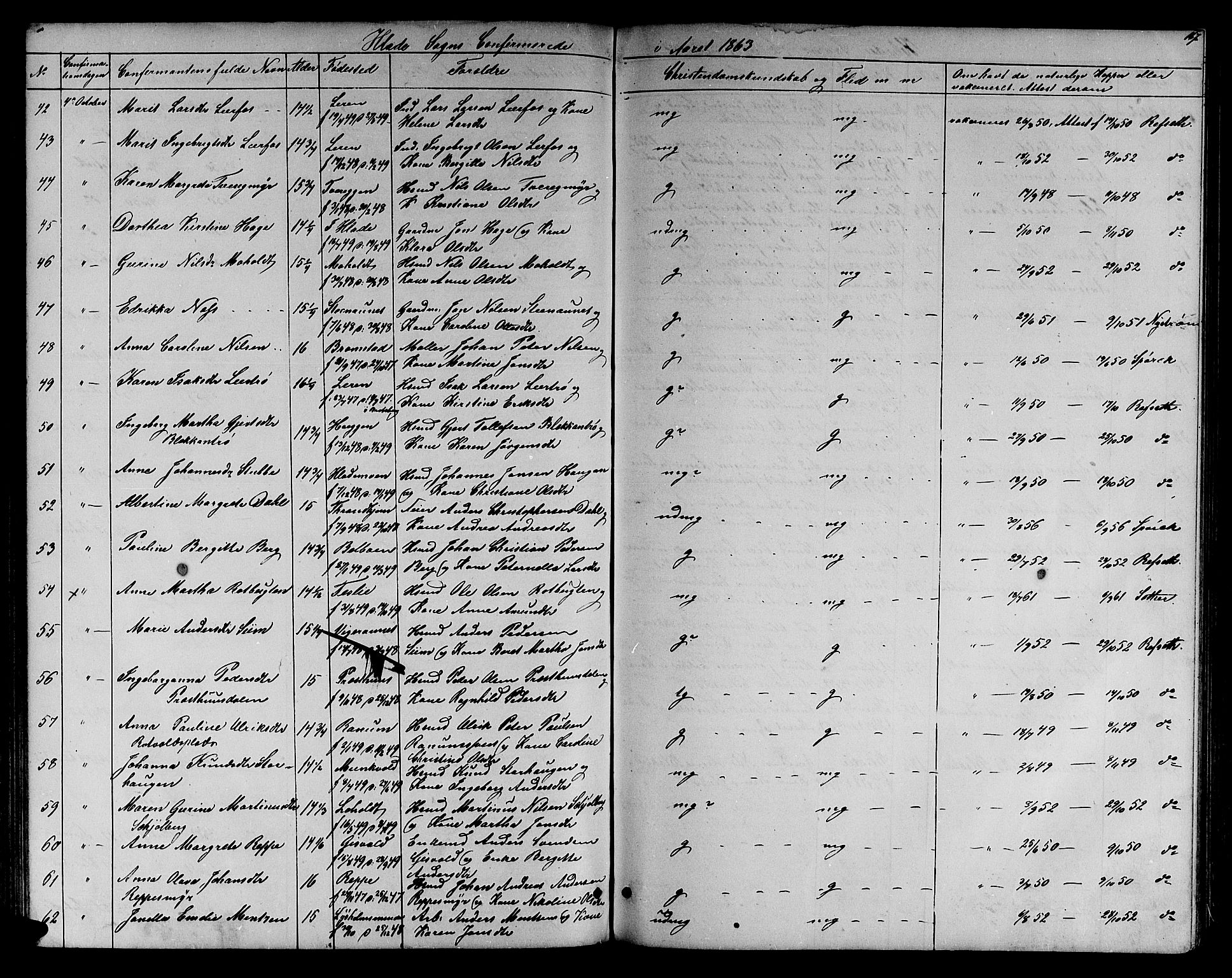 Ministerialprotokoller, klokkerbøker og fødselsregistre - Sør-Trøndelag, SAT/A-1456/606/L0311: Klokkerbok nr. 606C07, 1860-1877, s. 167