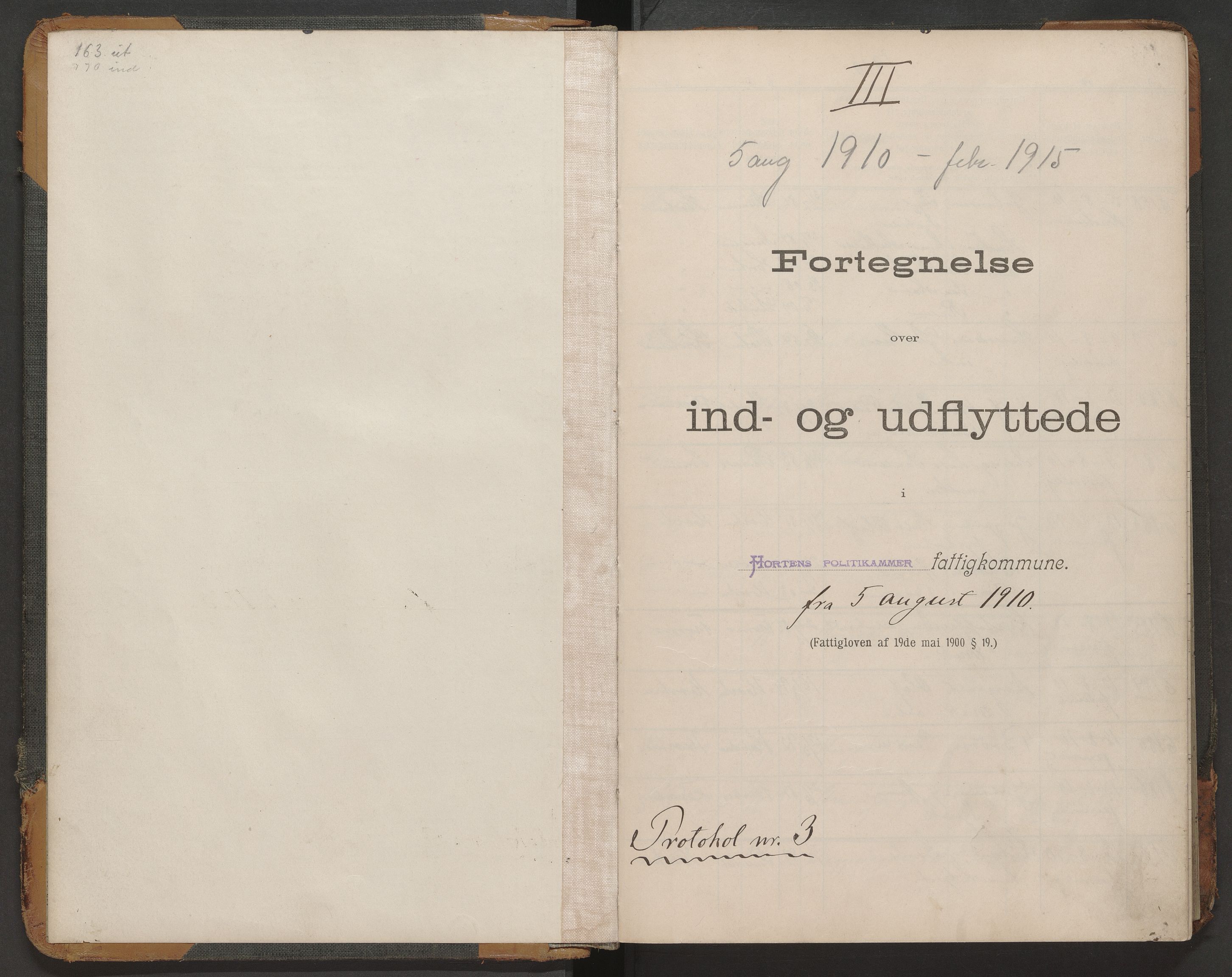 Horten folkeregister, AV/SAKO-A-382/G/Gd/L0003: Utflyttede, 1910-1915