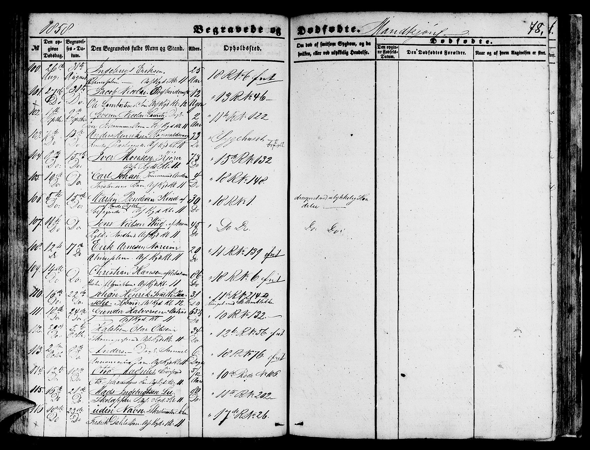 Domkirken sokneprestembete, AV/SAB-A-74801/H/Hab/L0038: Klokkerbok nr. E 2, 1847-1859, s. 78