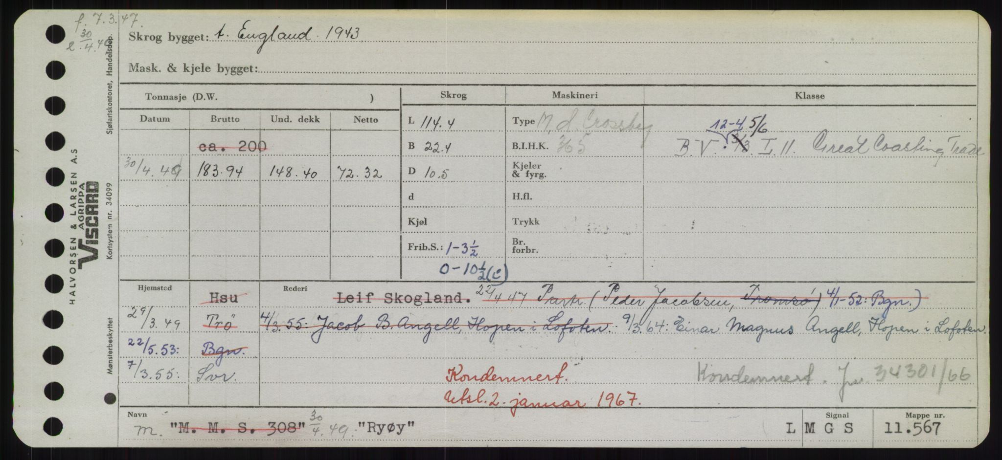 Sjøfartsdirektoratet med forløpere, Skipsmålingen, AV/RA-S-1627/H/Hd/L0031: Fartøy, Rju-Sam, s. 435