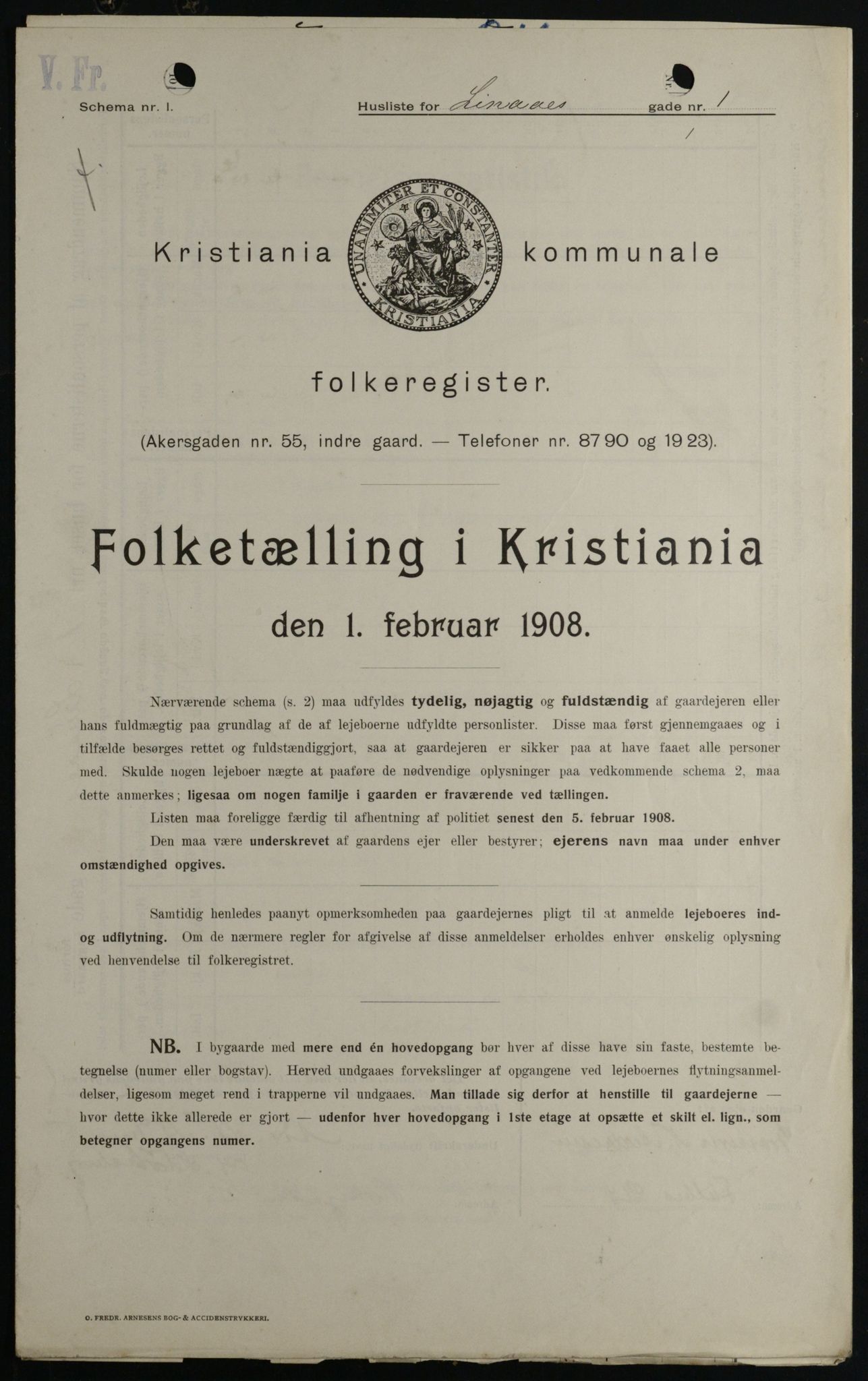 OBA, Kommunal folketelling 1.2.1908 for Kristiania kjøpstad, 1908, s. 51879