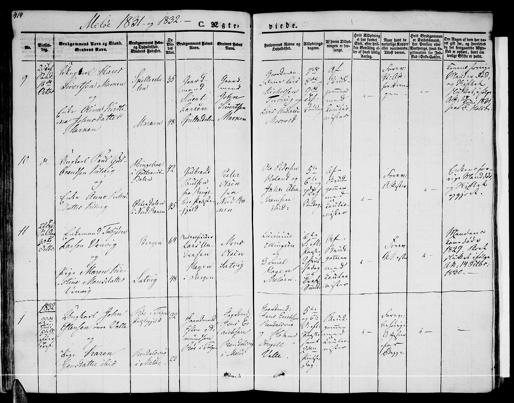 Ministerialprotokoller, klokkerbøker og fødselsregistre - Nordland, SAT/A-1459/841/L0600: Ministerialbok nr. 841A07 /2, 1824-1843, s. 414