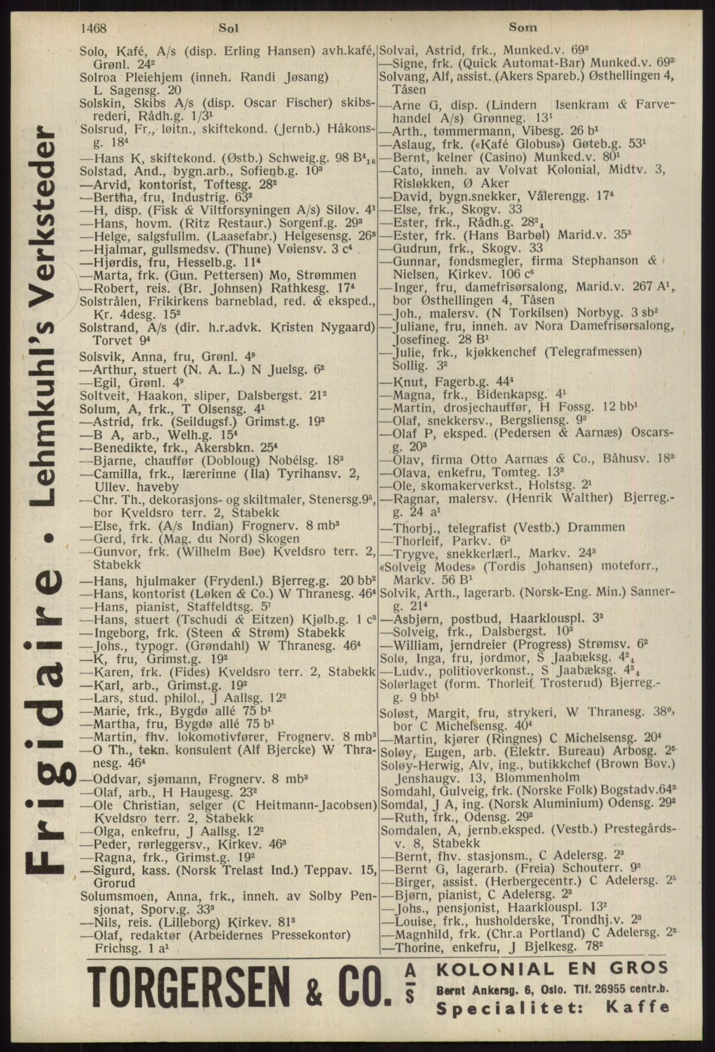 Kristiania/Oslo adressebok, PUBL/-, 1939, s. 1468