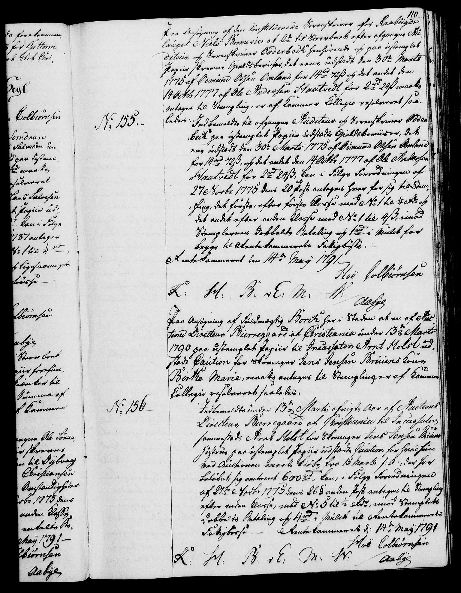 Rentekammeret, Kammerkanselliet, AV/RA-EA-3111/G/Gg/Gga/L0015: Norsk ekspedisjonsprotokoll med register (merket RK 53.15), 1790-1791, s. 110