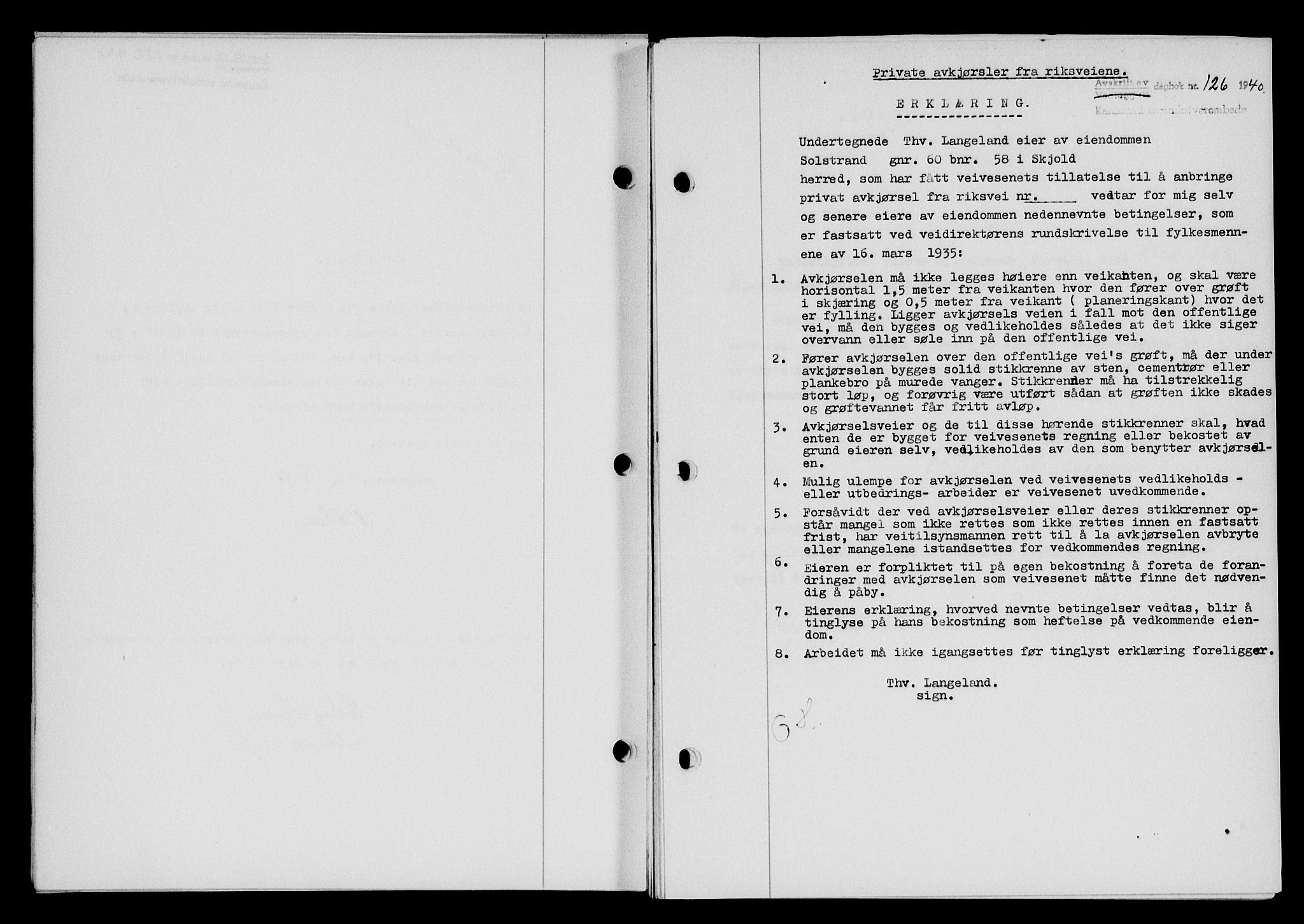 Karmsund sorenskriveri, SAST/A-100311/01/II/IIB/L0072: Pantebok nr. 53A, 1939-1940, Dagboknr: 126/1940