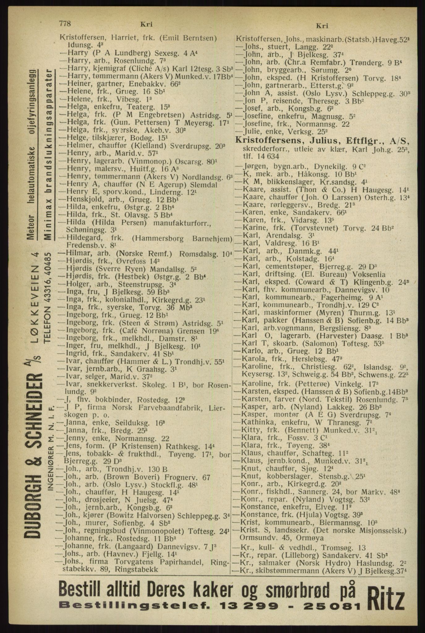 Kristiania/Oslo adressebok, PUBL/-, 1933, s. 778