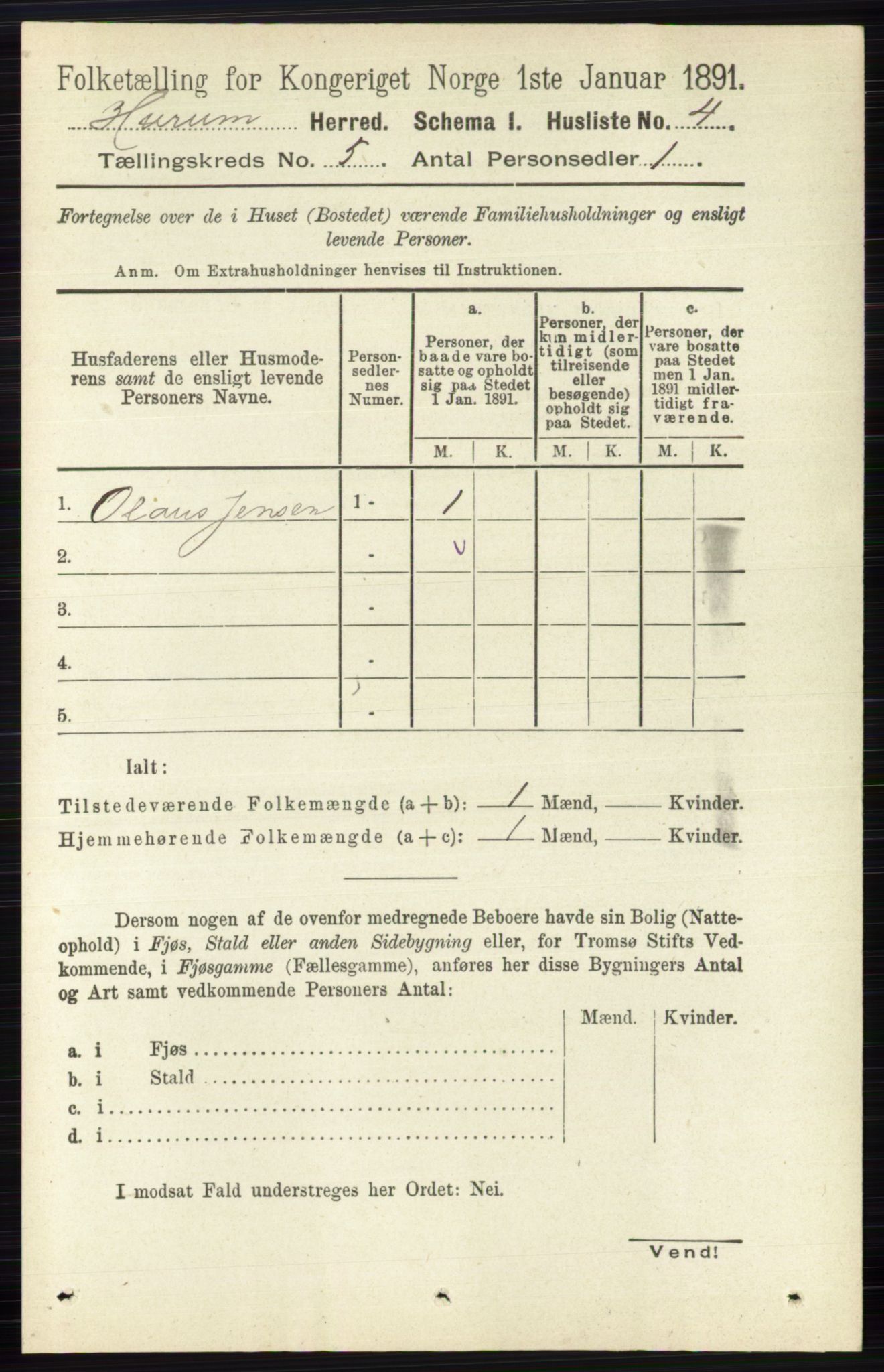 RA, Folketelling 1891 for 0628 Hurum herred, 1891, s. 1316