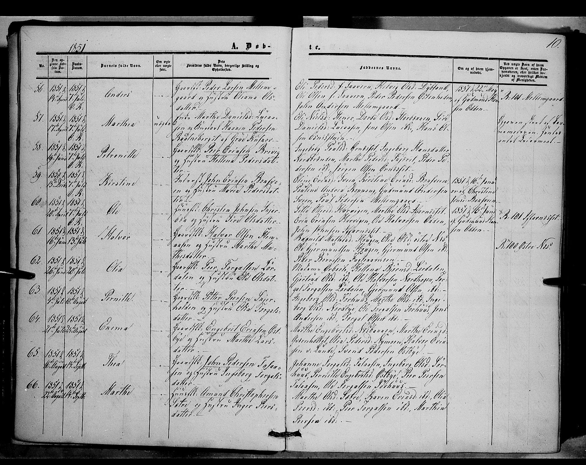 Trysil prestekontor, AV/SAH-PREST-046/H/Ha/Haa/L0005: Ministerialbok nr. 5, 1851-1865, s. 10