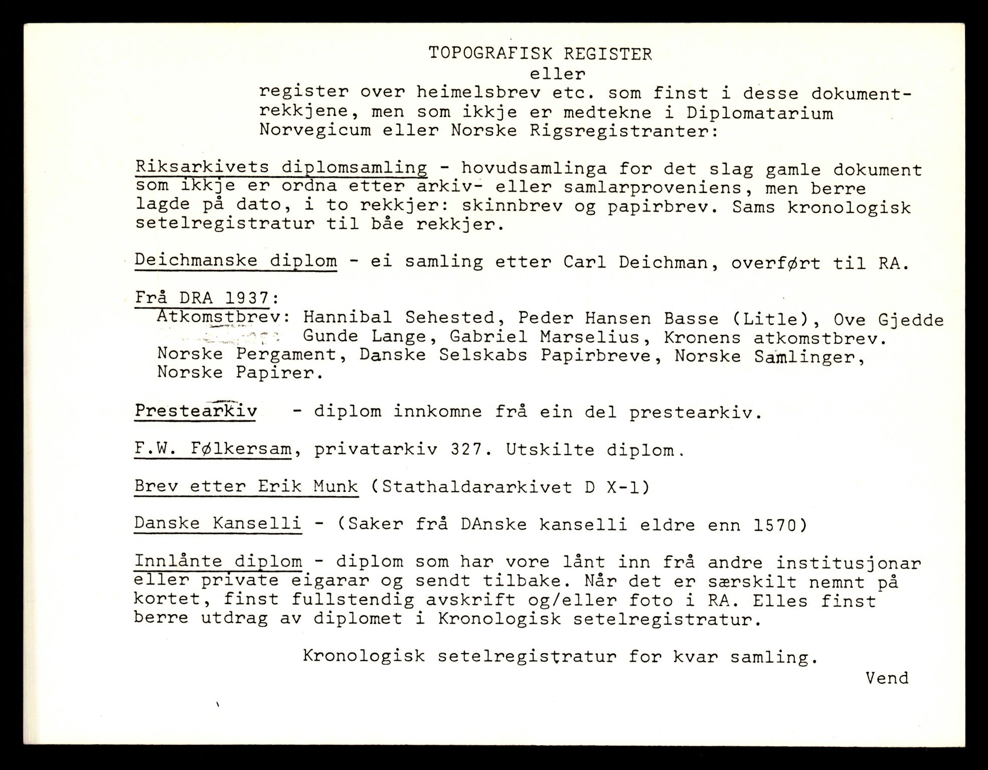 Riksarkivets registre til utrykte diplomer, RA/FIKTIV-001/A/07: Hedmark - Hedemarken, Odalen, Vinger og Eidskog, 1400-1700, s. 1
