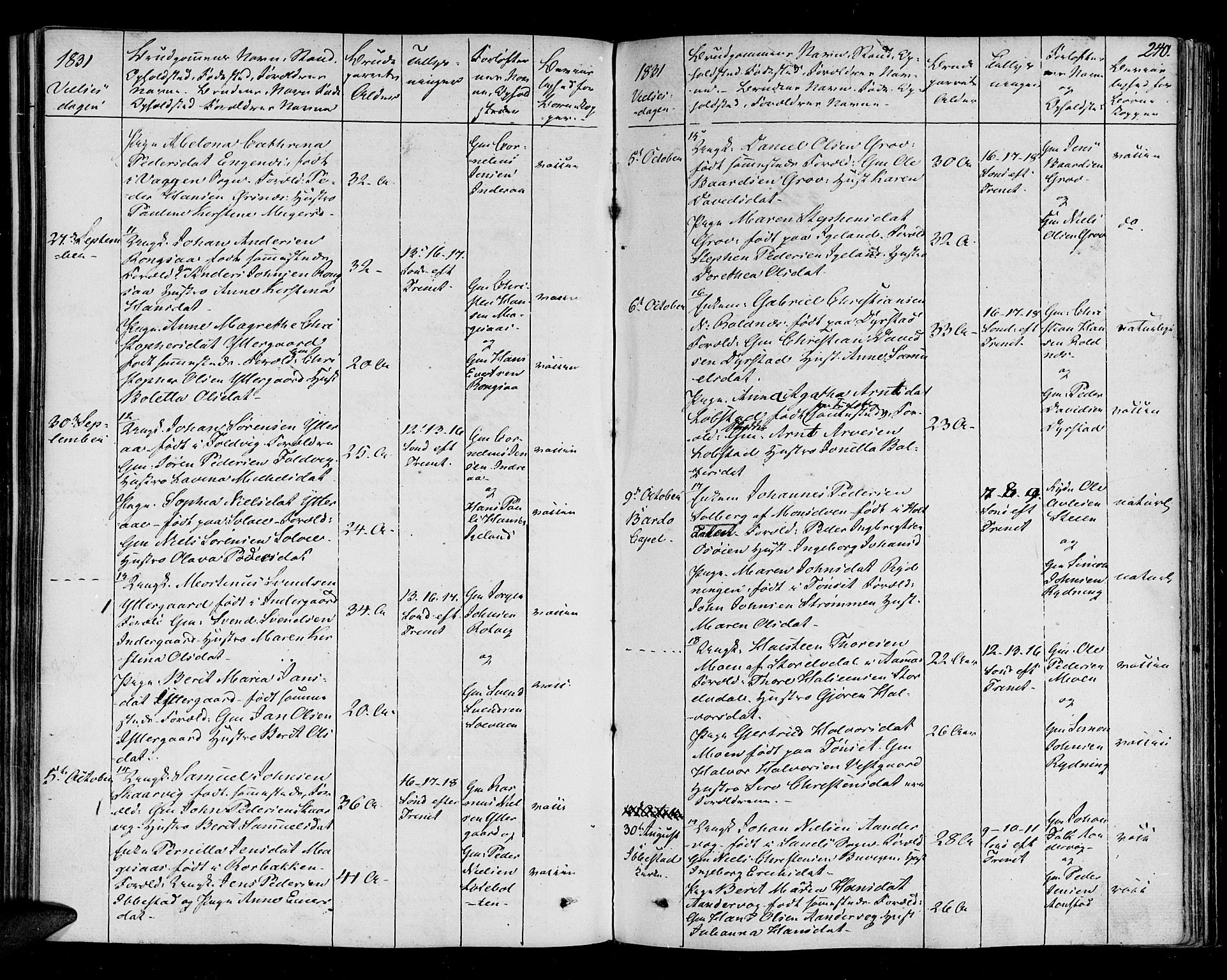 Ibestad sokneprestembete, AV/SATØ-S-0077/H/Ha/Haa/L0005kirke: Ministerialbok nr. 5, 1825-1836, s. 240