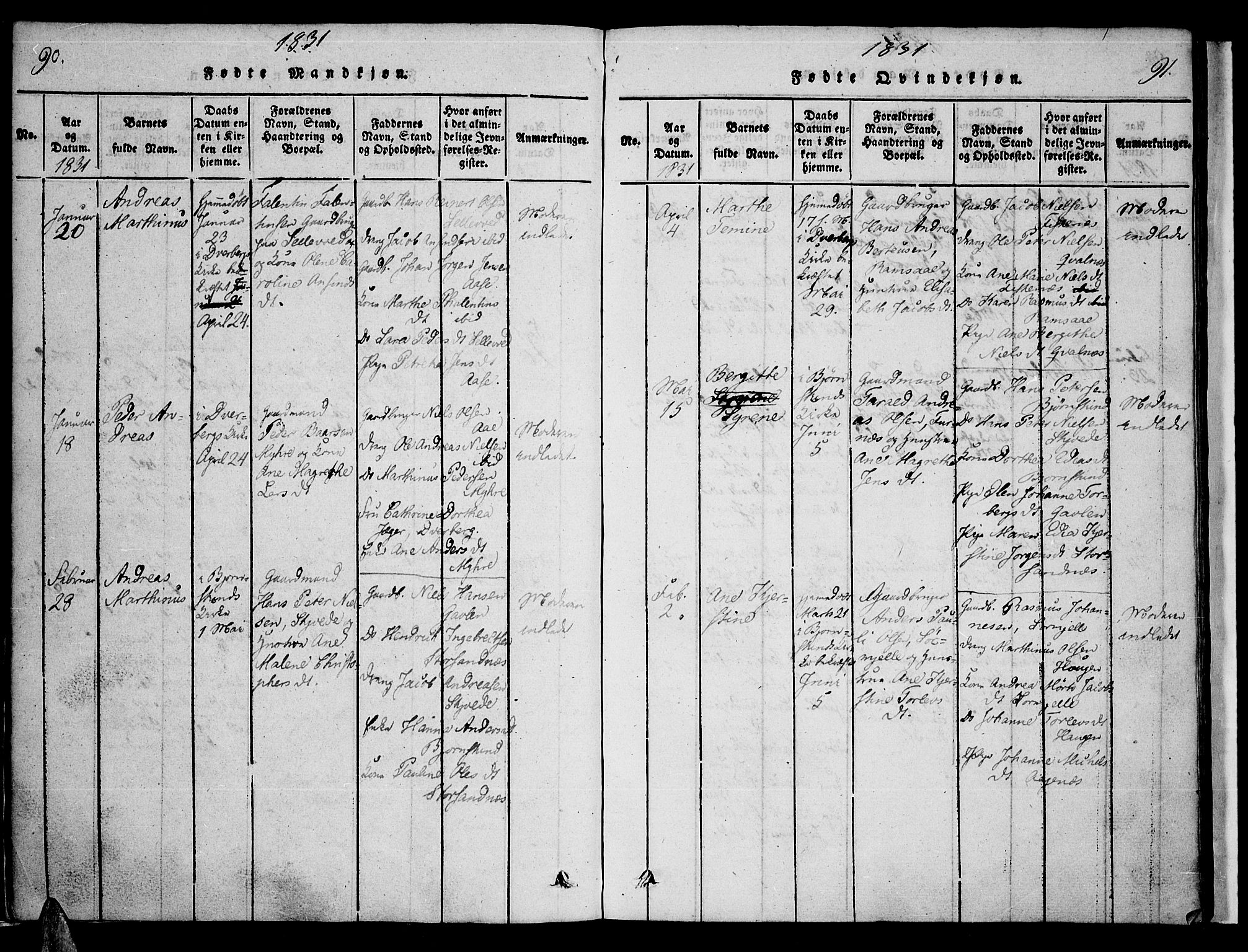 Ministerialprotokoller, klokkerbøker og fødselsregistre - Nordland, AV/SAT-A-1459/897/L1395: Ministerialbok nr. 897A03, 1820-1841, s. 90-91