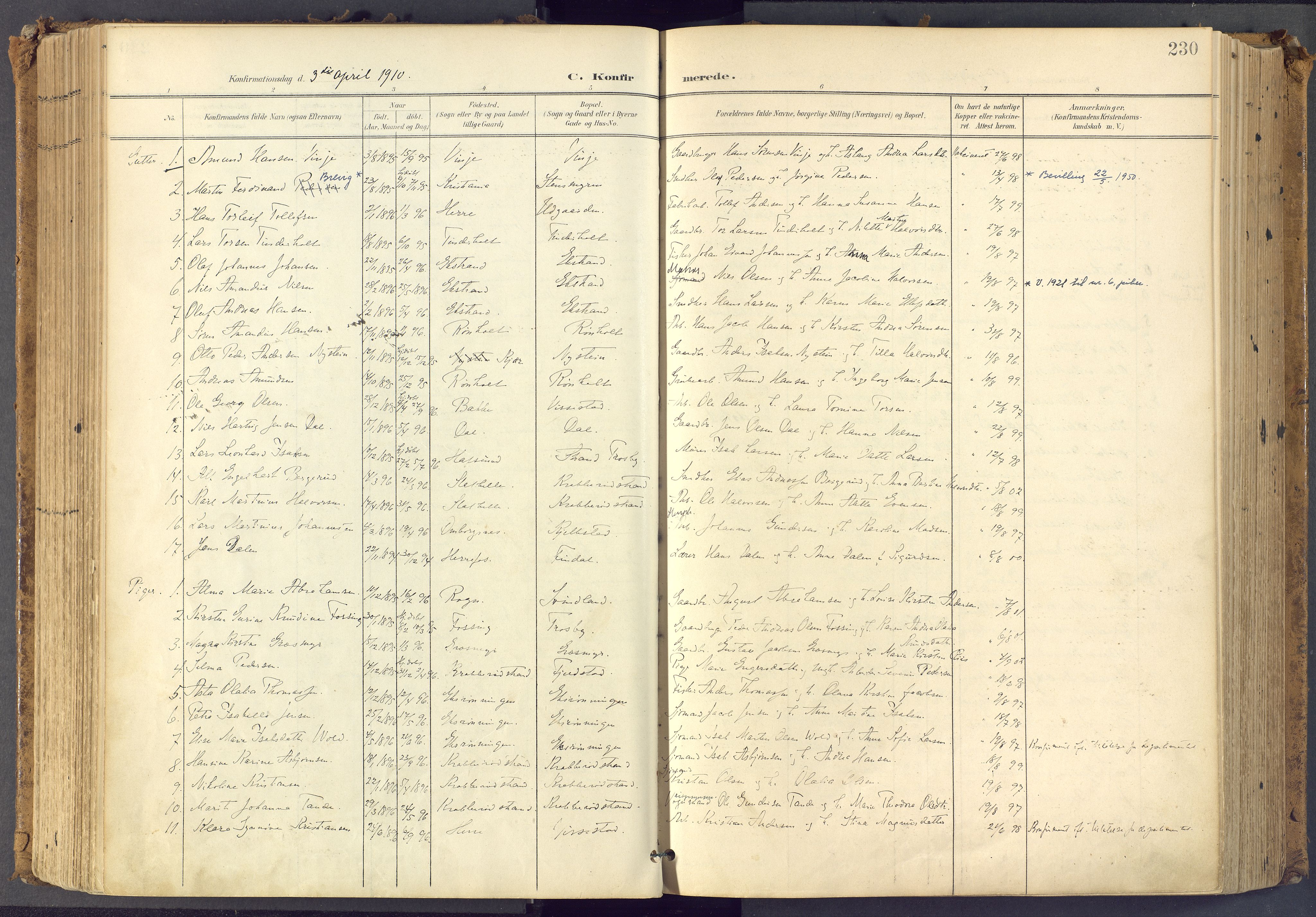 Bamble kirkebøker, AV/SAKO-A-253/F/Fa/L0009: Ministerialbok nr. I 9, 1901-1917, s. 230