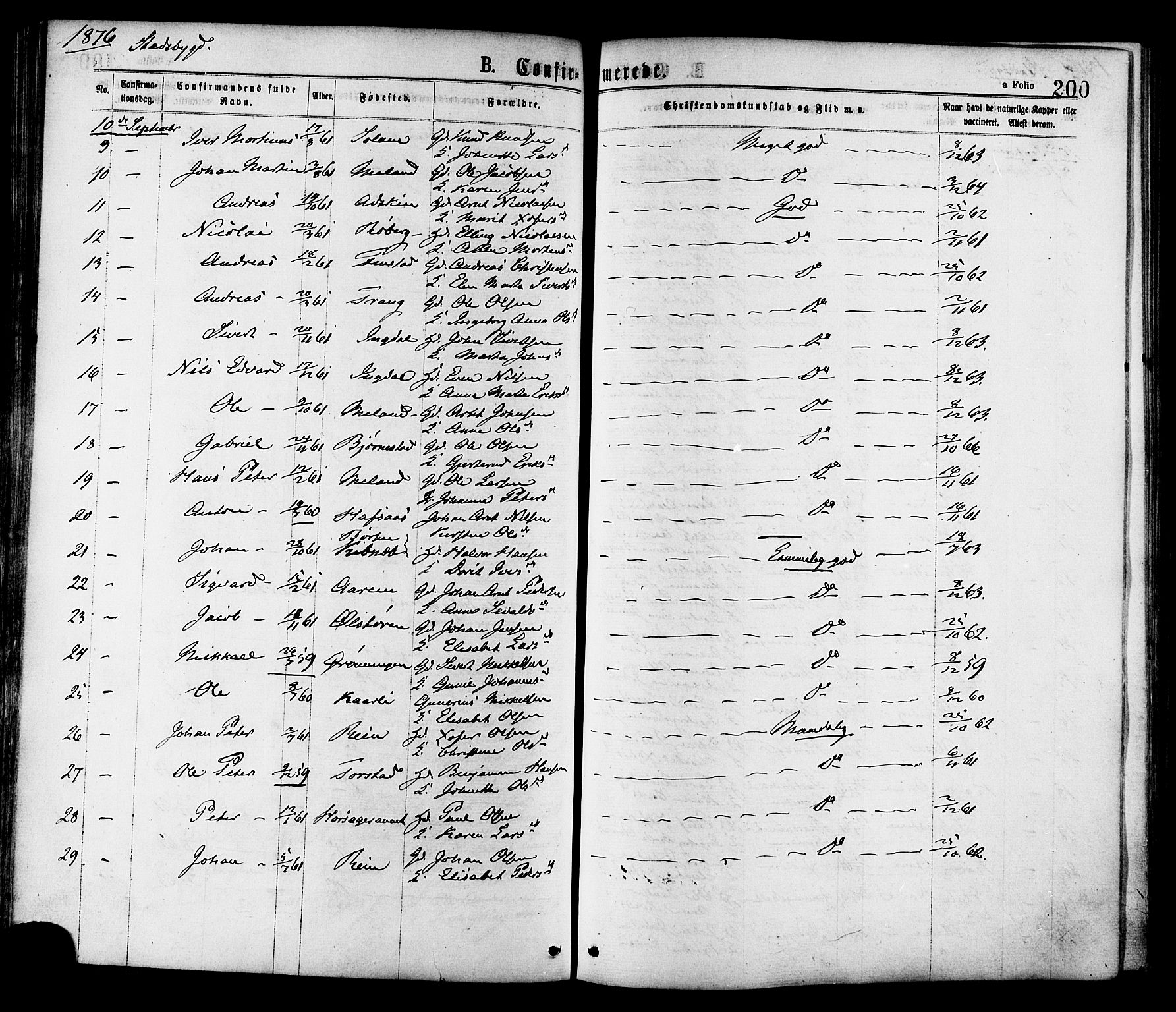 Ministerialprotokoller, klokkerbøker og fødselsregistre - Sør-Trøndelag, SAT/A-1456/646/L0613: Ministerialbok nr. 646A11, 1870-1884, s. 200