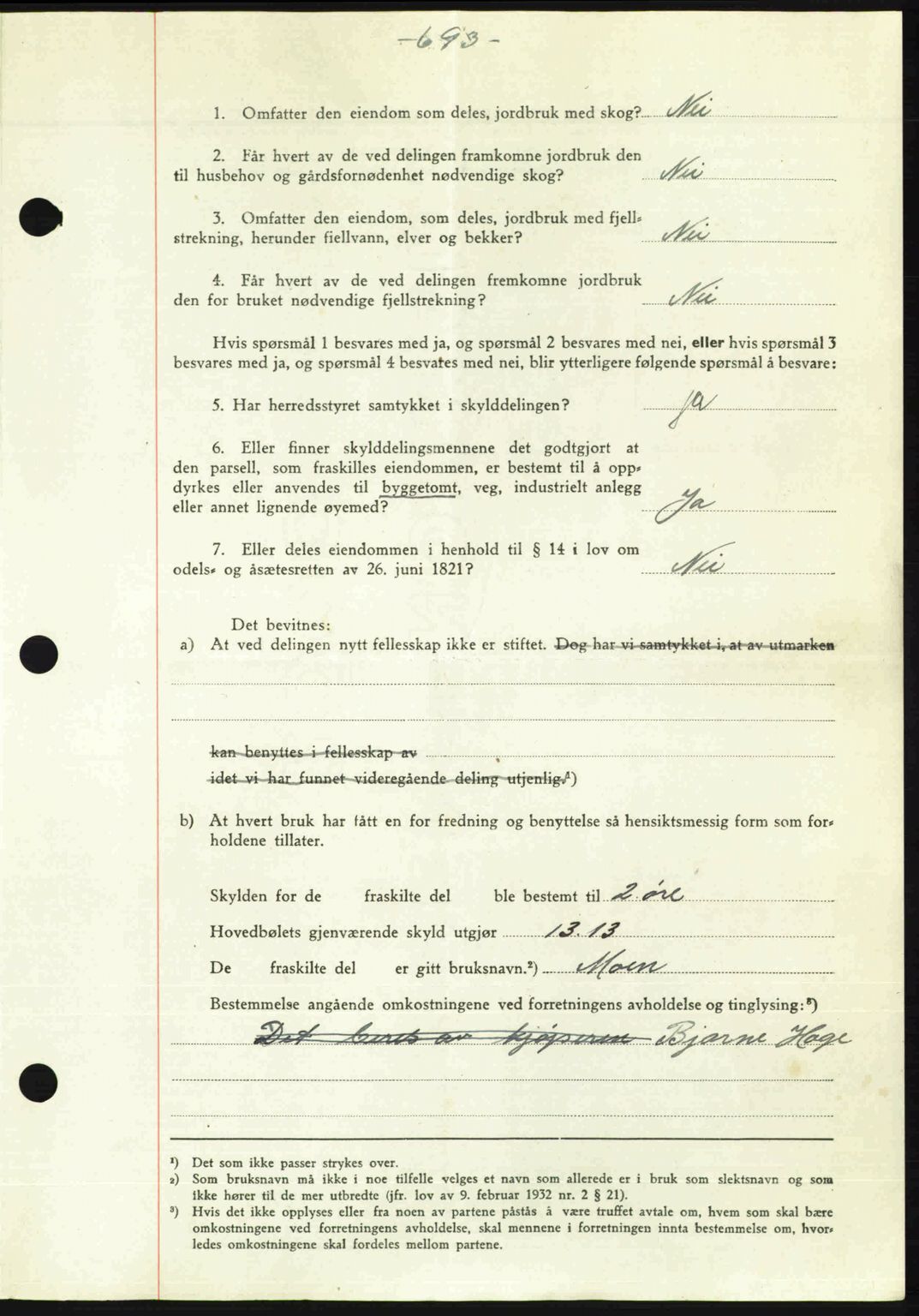 Gauldal sorenskriveri, SAT/A-0014/1/2/2C: Pantebok nr. A3, 1947-1947, Dagboknr: 43/1947