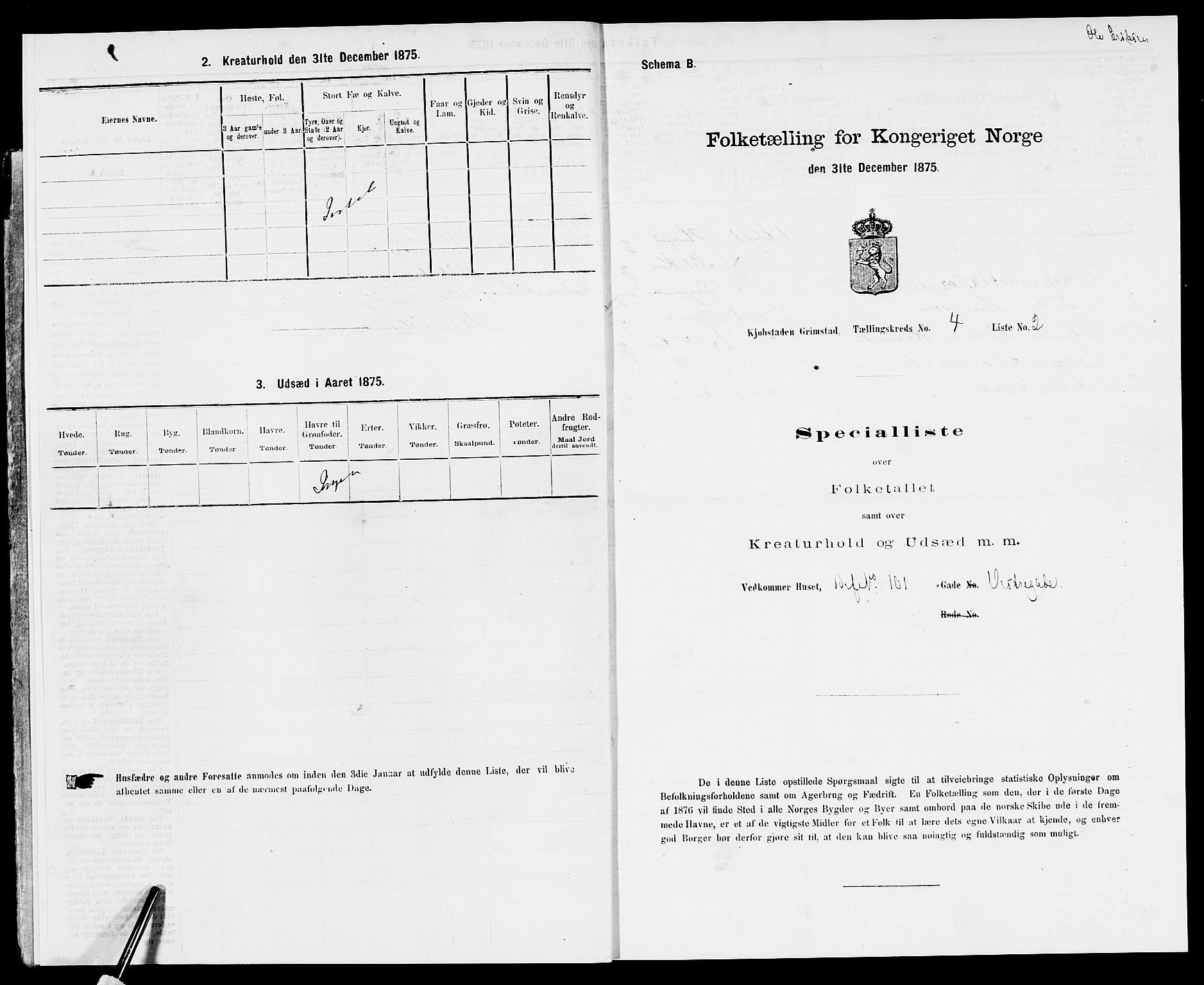 SAK, Folketelling 1875 for 0904B Fjære prestegjeld, Grimstad kjøpstad, 1875, s. 396