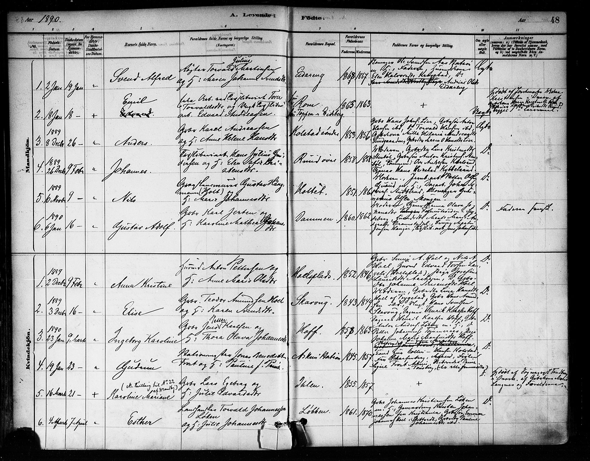Askim prestekontor Kirkebøker, AV/SAO-A-10900/F/Fa/L0007: Ministerialbok nr. 7, 1882-1897, s. 48