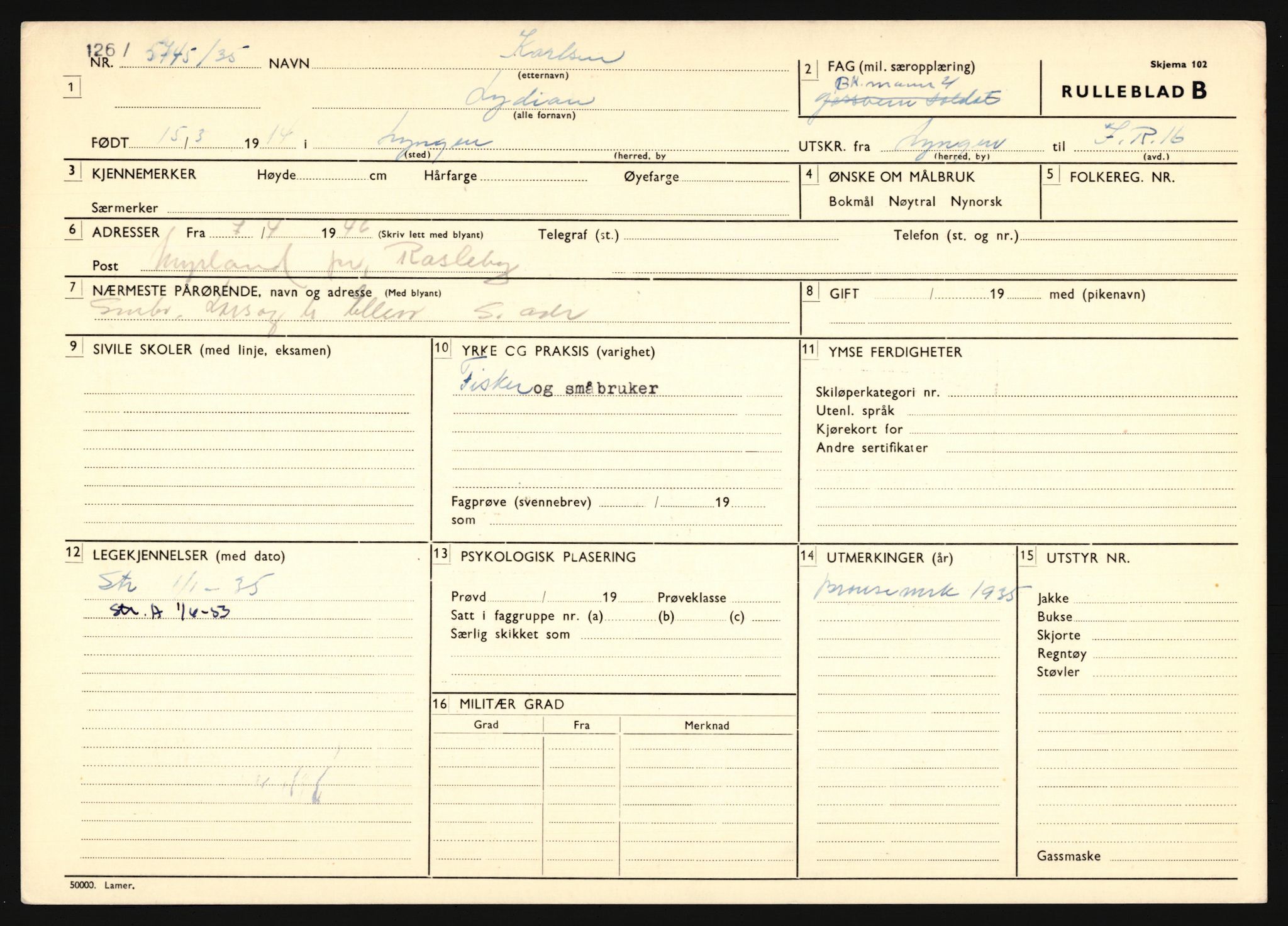 Forsvaret, Troms infanteriregiment nr. 16, AV/RA-RAFA-3146/P/Pa/L0019: Rulleblad for regimentets menige mannskaper, årsklasse 1935, 1935, s. 621