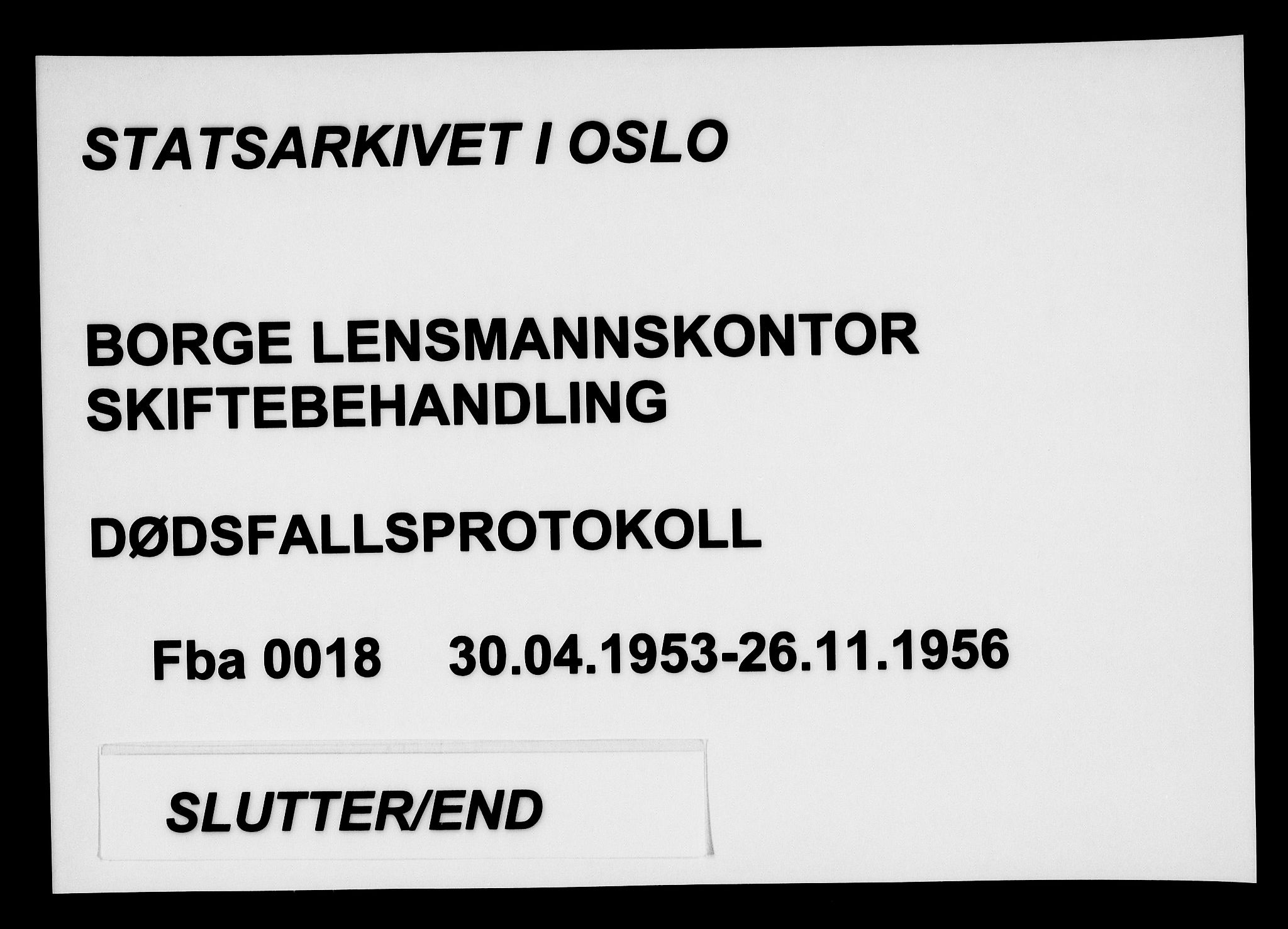 Borge lensmannskontor (Østfold), AV/SAO-A-10176/H/Ha/Haa/L0018: Dødsfallsprotokoll, 1953-1956