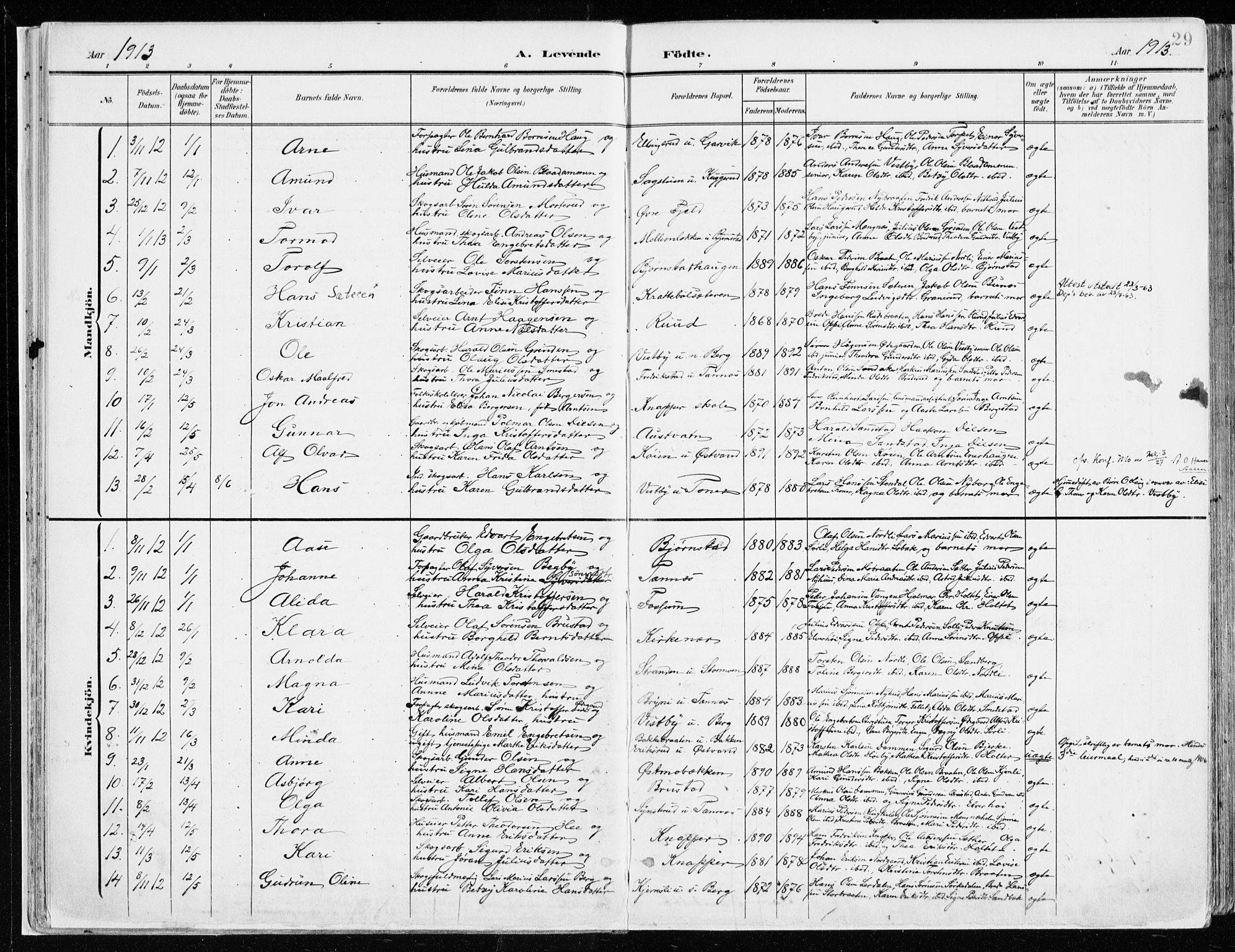 Nord-Odal prestekontor, AV/SAH-PREST-032/H/Ha/Haa/L0009: Ministerialbok nr. 9, 1902-1926, s. 29