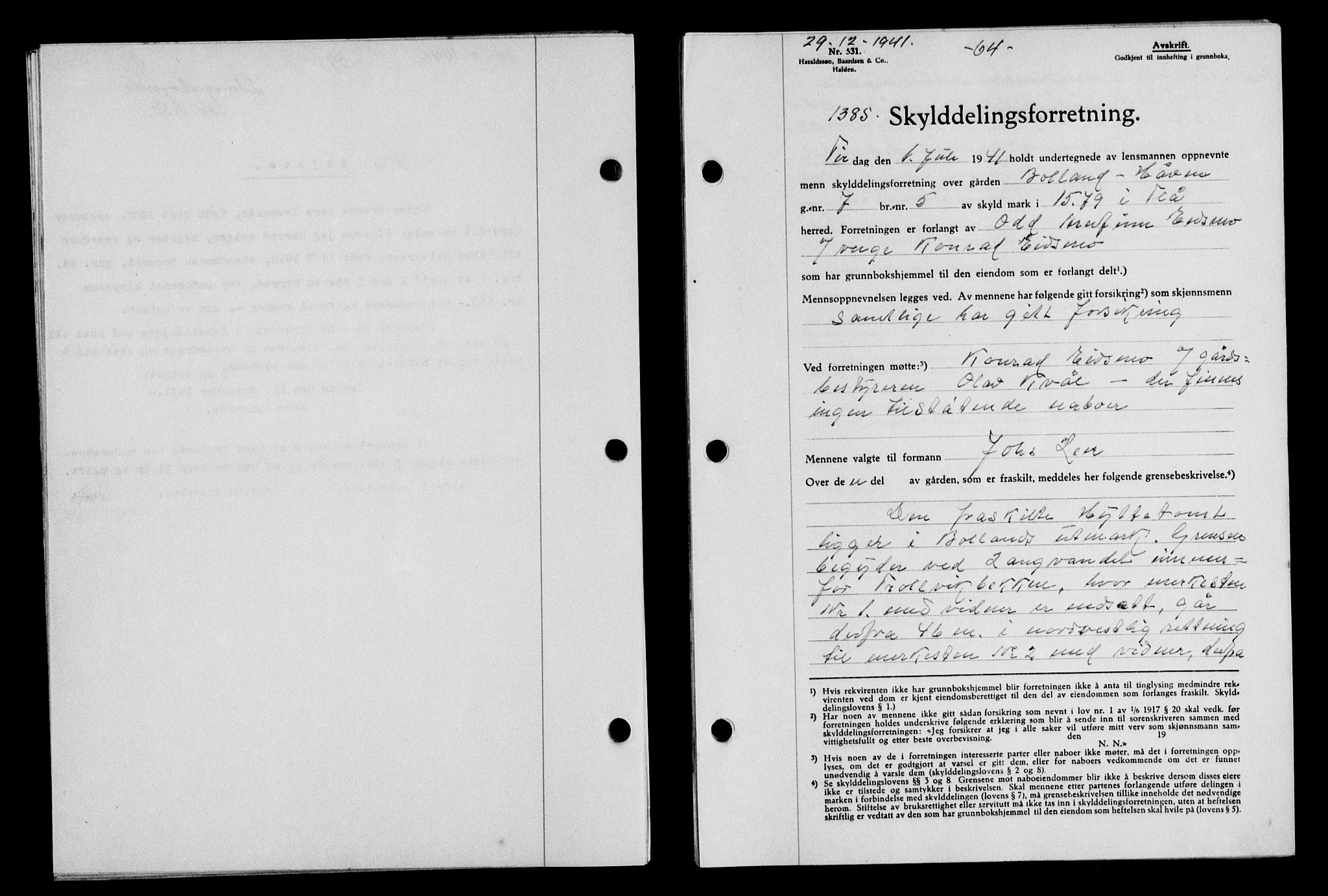 Gauldal sorenskriveri, SAT/A-0014/1/2/2C/L0054: Pantebok nr. 59, 1941-1942, Dagboknr: 1385/1941