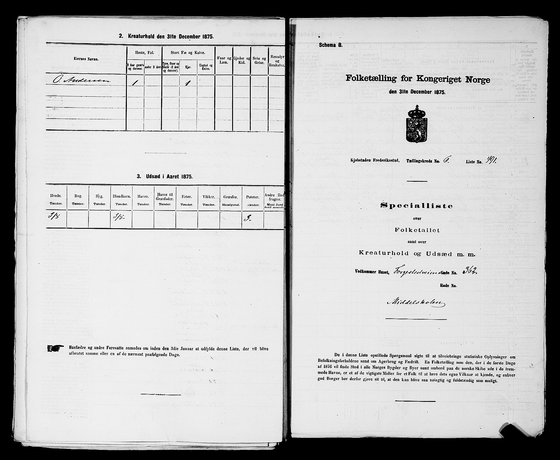RA, Folketelling 1875 for 0103B Fredrikstad prestegjeld, Fredrikstad kjøpstad, 1875, s. 1139