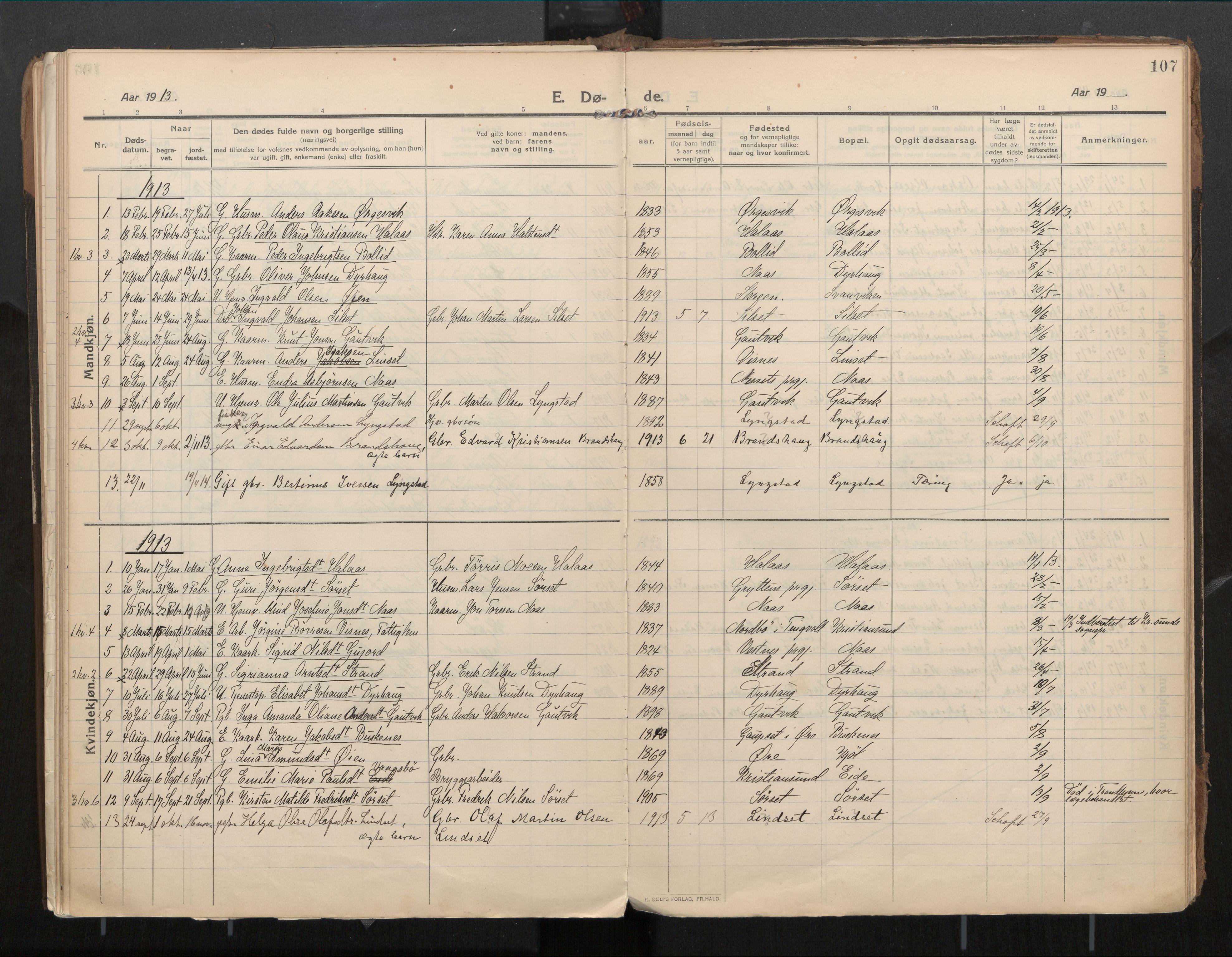 Ministerialprotokoller, klokkerbøker og fødselsregistre - Møre og Romsdal, SAT/A-1454/571/L0836b: Ministerialbok nr. 571A03, 1911-1926, s. 107