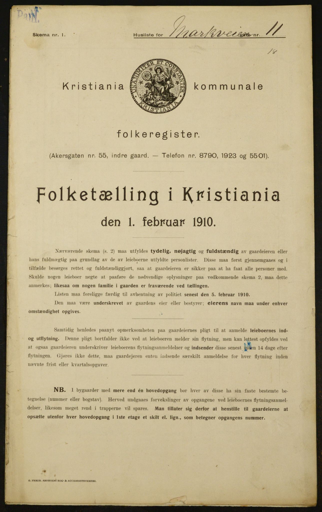 OBA, Kommunal folketelling 1.2.1910 for Kristiania, 1910, s. 61145