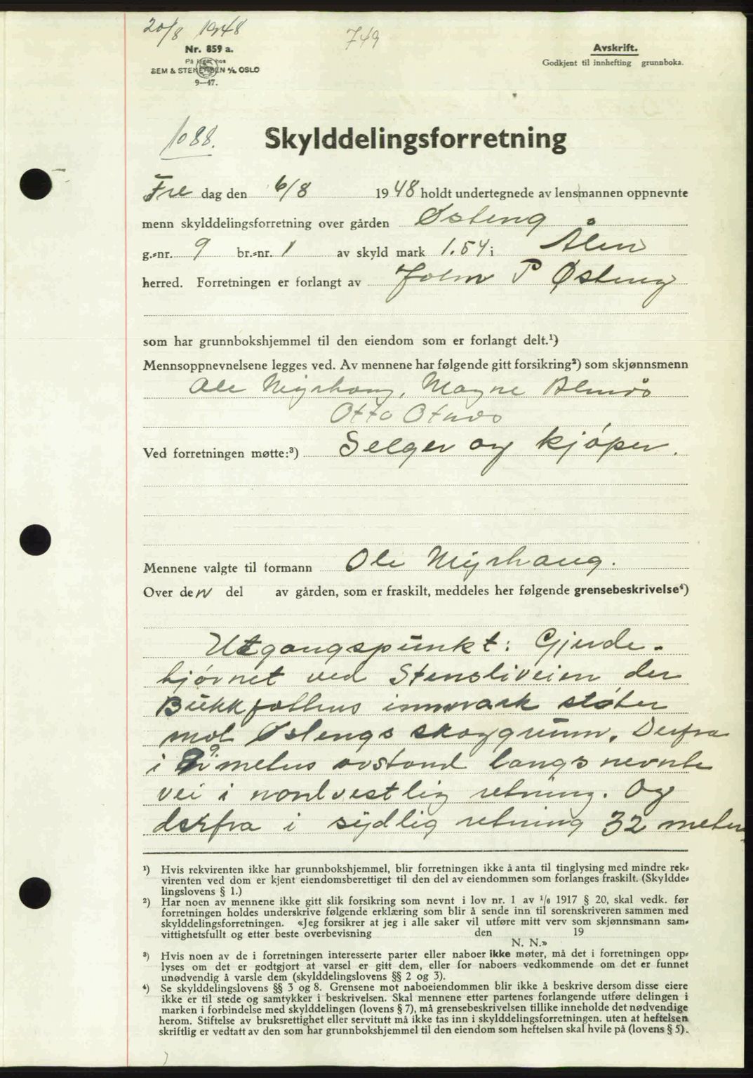 Gauldal sorenskriveri, SAT/A-0014/1/2/2C: Pantebok nr. A6, 1948-1948, Dagboknr: 1088/1948