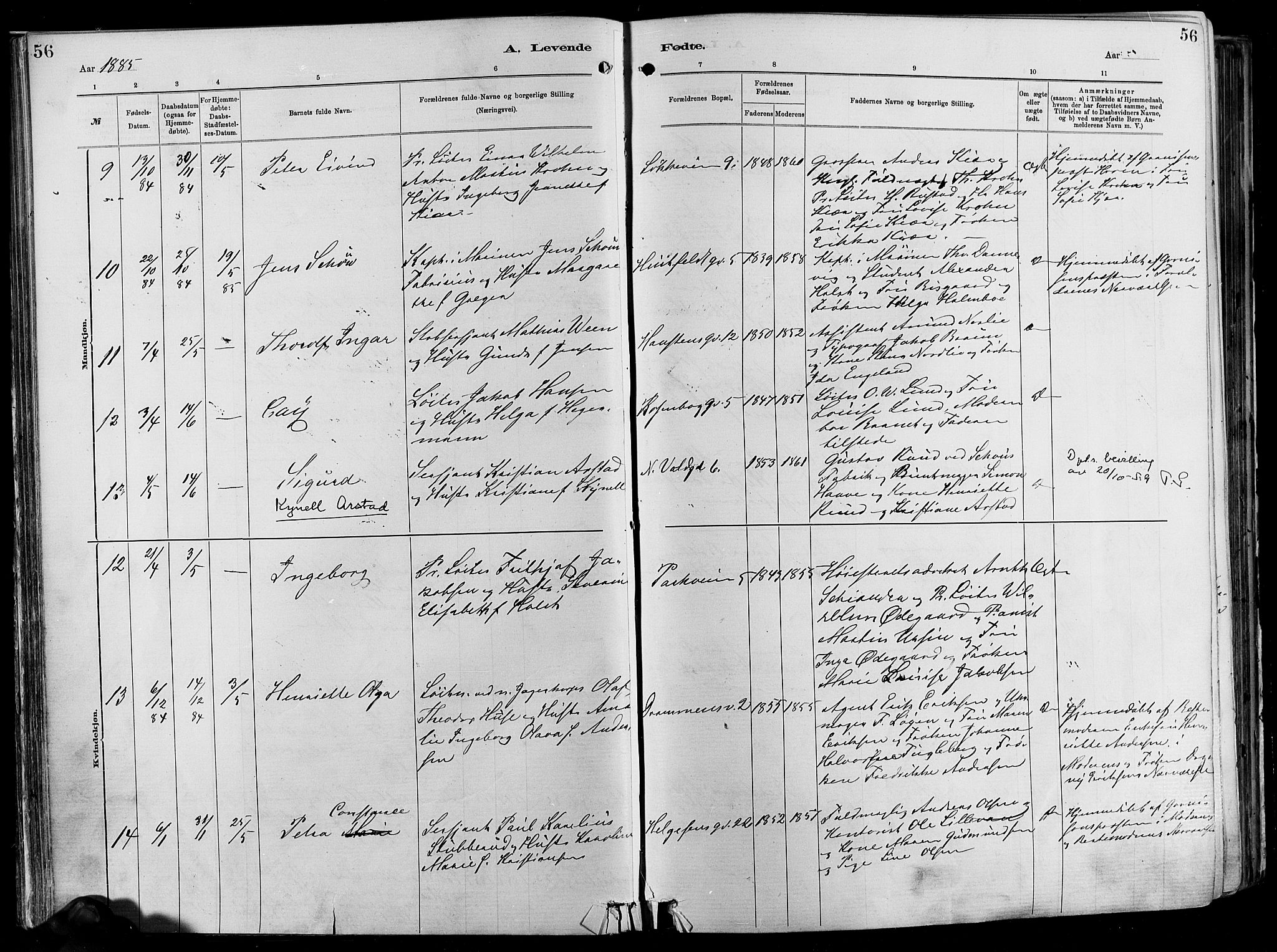 Garnisonsmenigheten Kirkebøker, AV/SAO-A-10846/F/Fa/L0012: Ministerialbok nr. 12, 1880-1893, s. 56