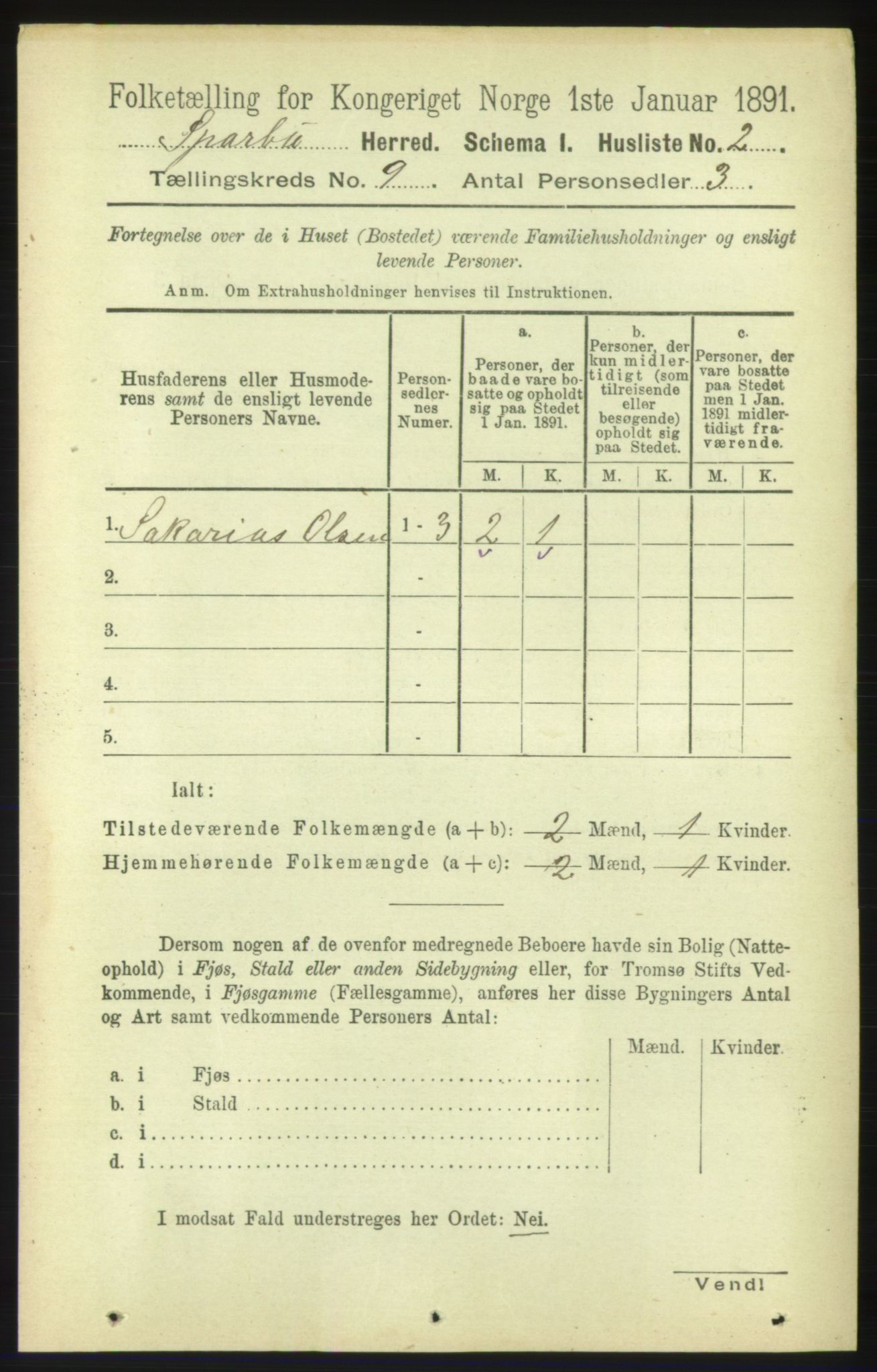 RA, Folketelling 1891 for 1731 Sparbu herred, 1891, s. 3014