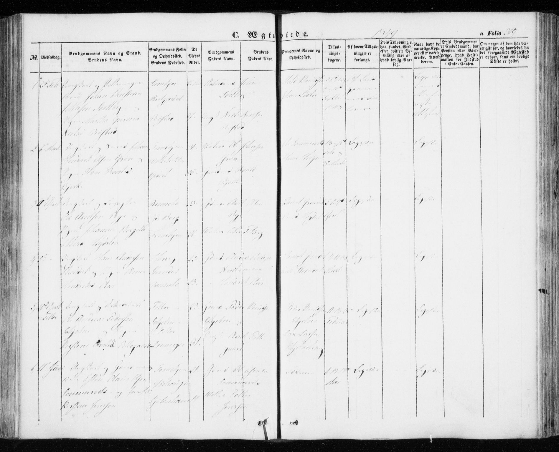 Ministerialprotokoller, klokkerbøker og fødselsregistre - Sør-Trøndelag, AV/SAT-A-1456/606/L0291: Ministerialbok nr. 606A06, 1848-1856, s. 209