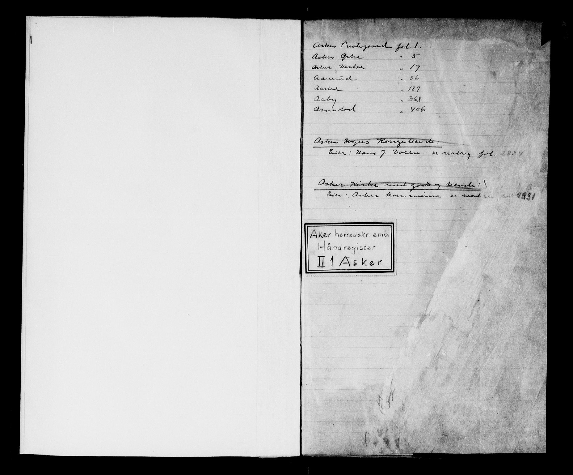Aker herredsskriveri, SAO/A-10896/G/Ga/Gaa/Gaab/L0001a: Panteregister nr. II 1a, 1892-1950, s. 0-1