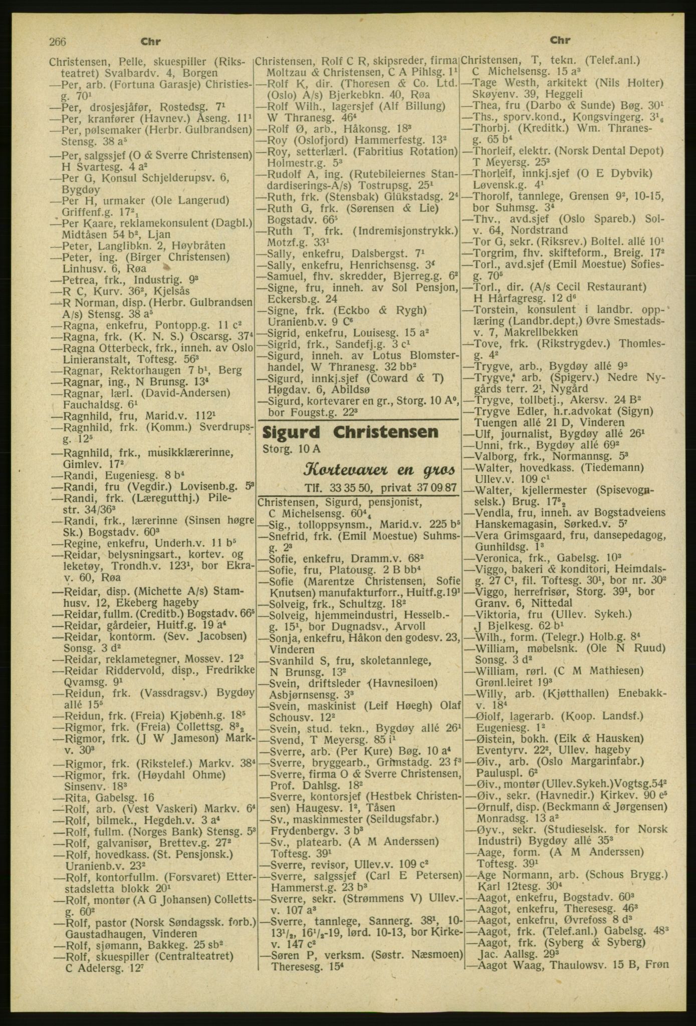 Kristiania/Oslo adressebok, PUBL/-, 1953, s. 266